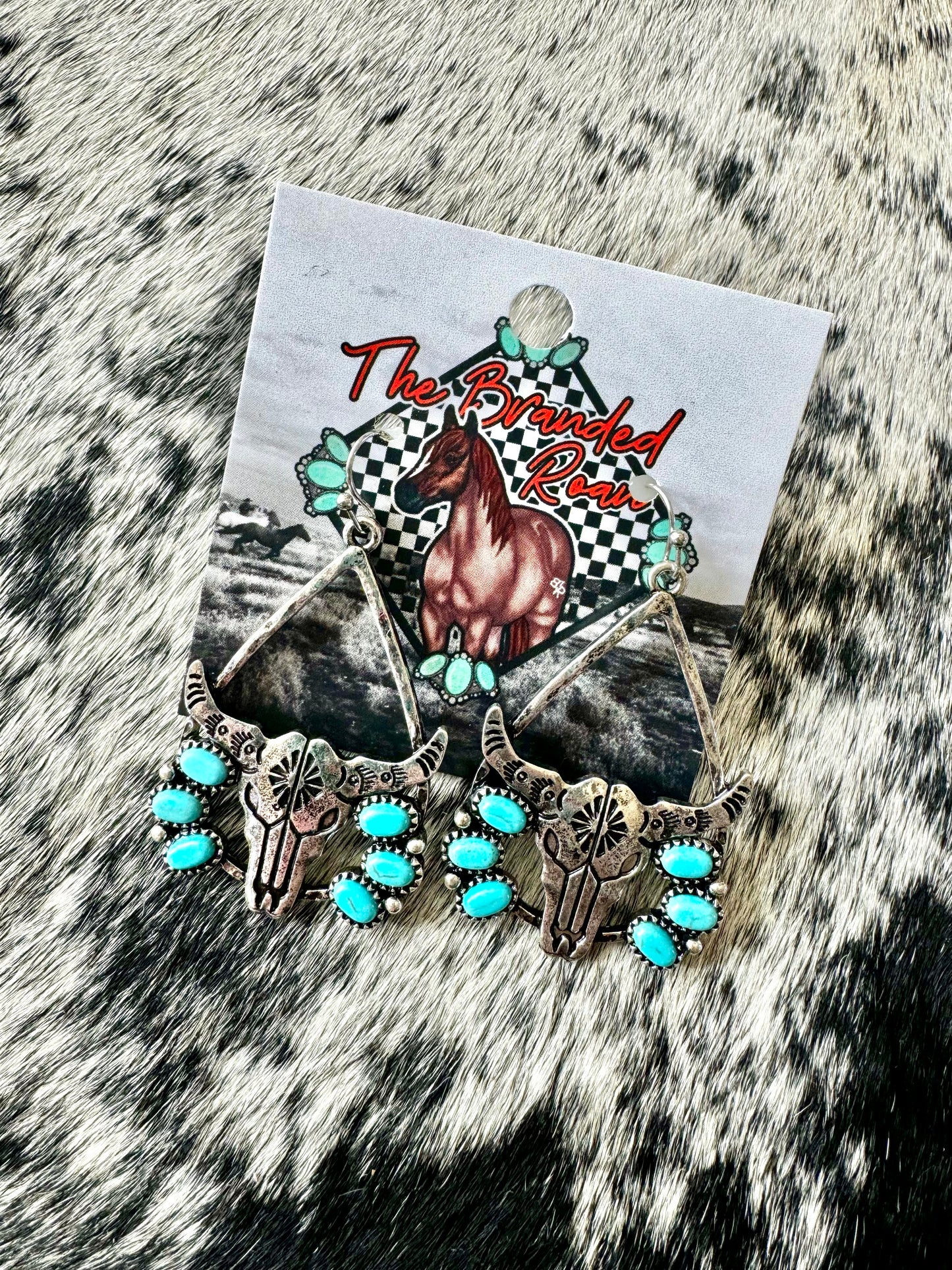 The Branded Roan - Long Horn Teardrop Earrings