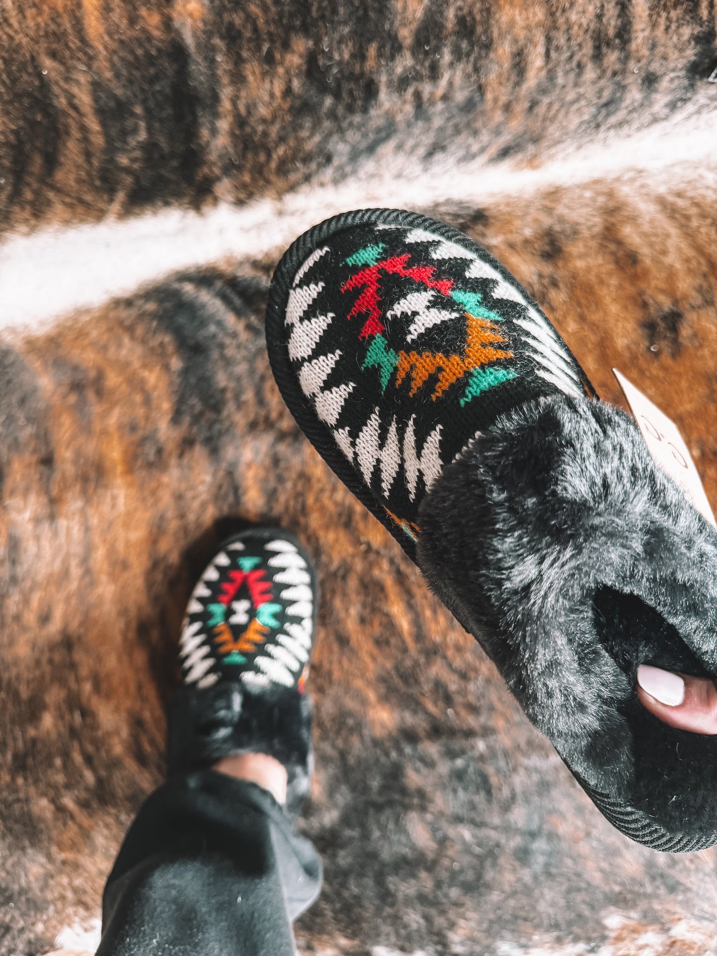 C.C Beanie - Black Aztec Slippers