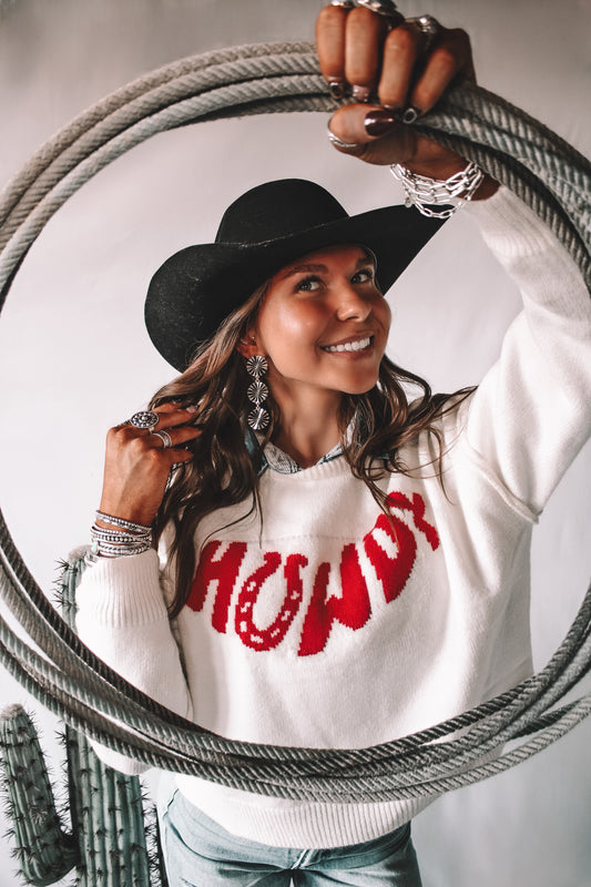 White Howdy Sweater