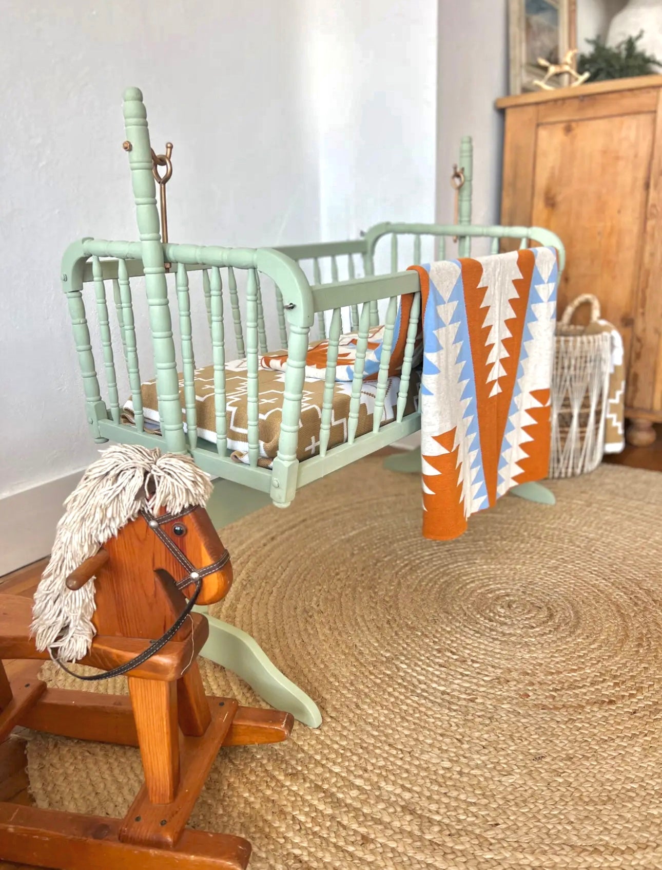 Western Grande - Blue, Cream & Terracotta Baby Blanket