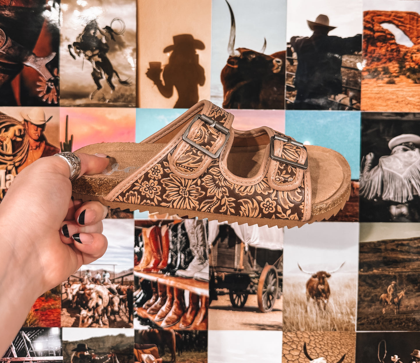 Tan & Brown Double Band Sandals