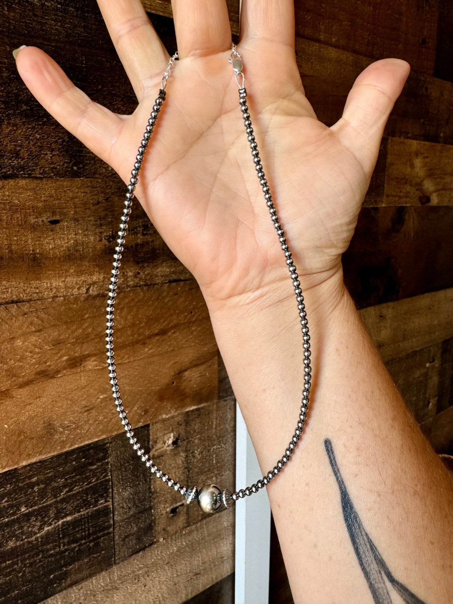 3mm Sterling Pearl Choker W/ 10mm Middle Bead