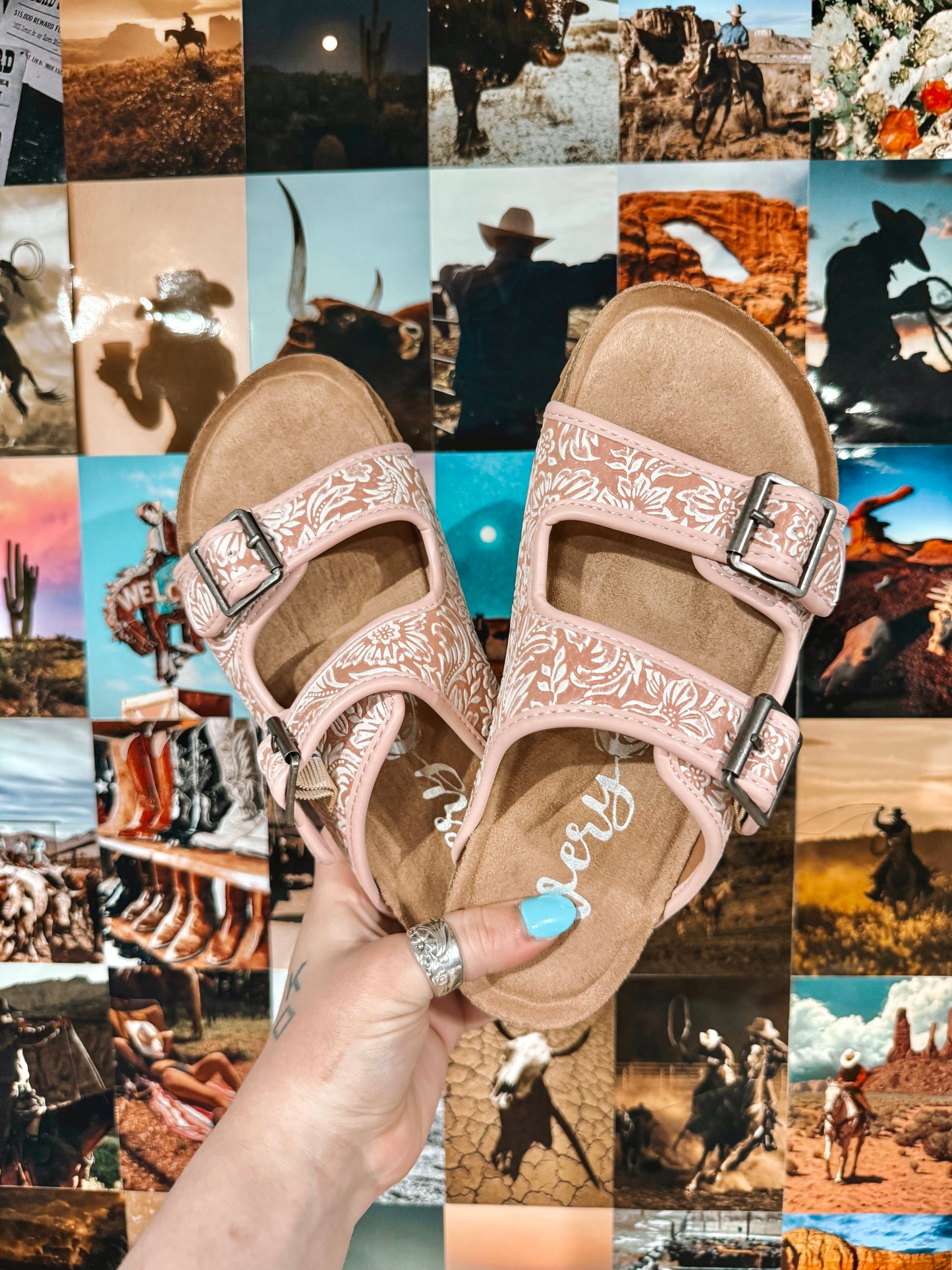 Blush Pink Double Band Sandals