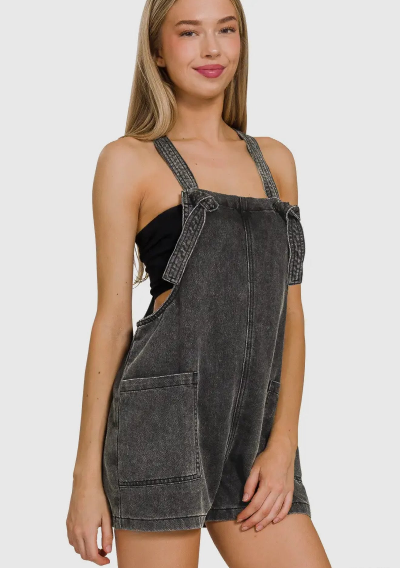 Washed Knot Romper