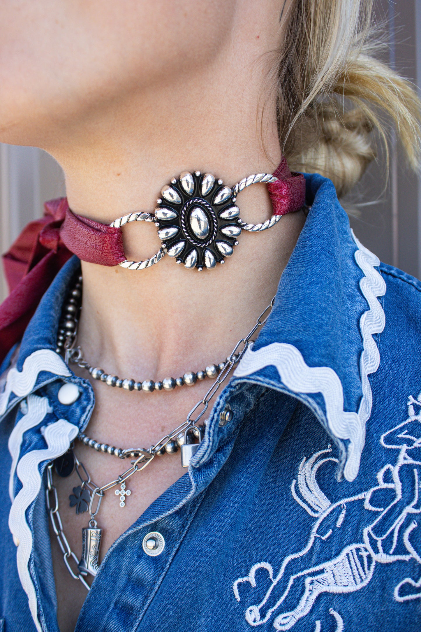 Silver Concho Twilly Tie