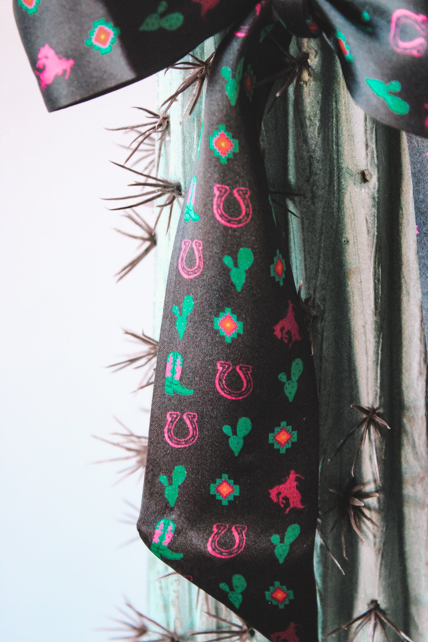 Black Silk Twilly with Prickly Pears & Bucking Horse