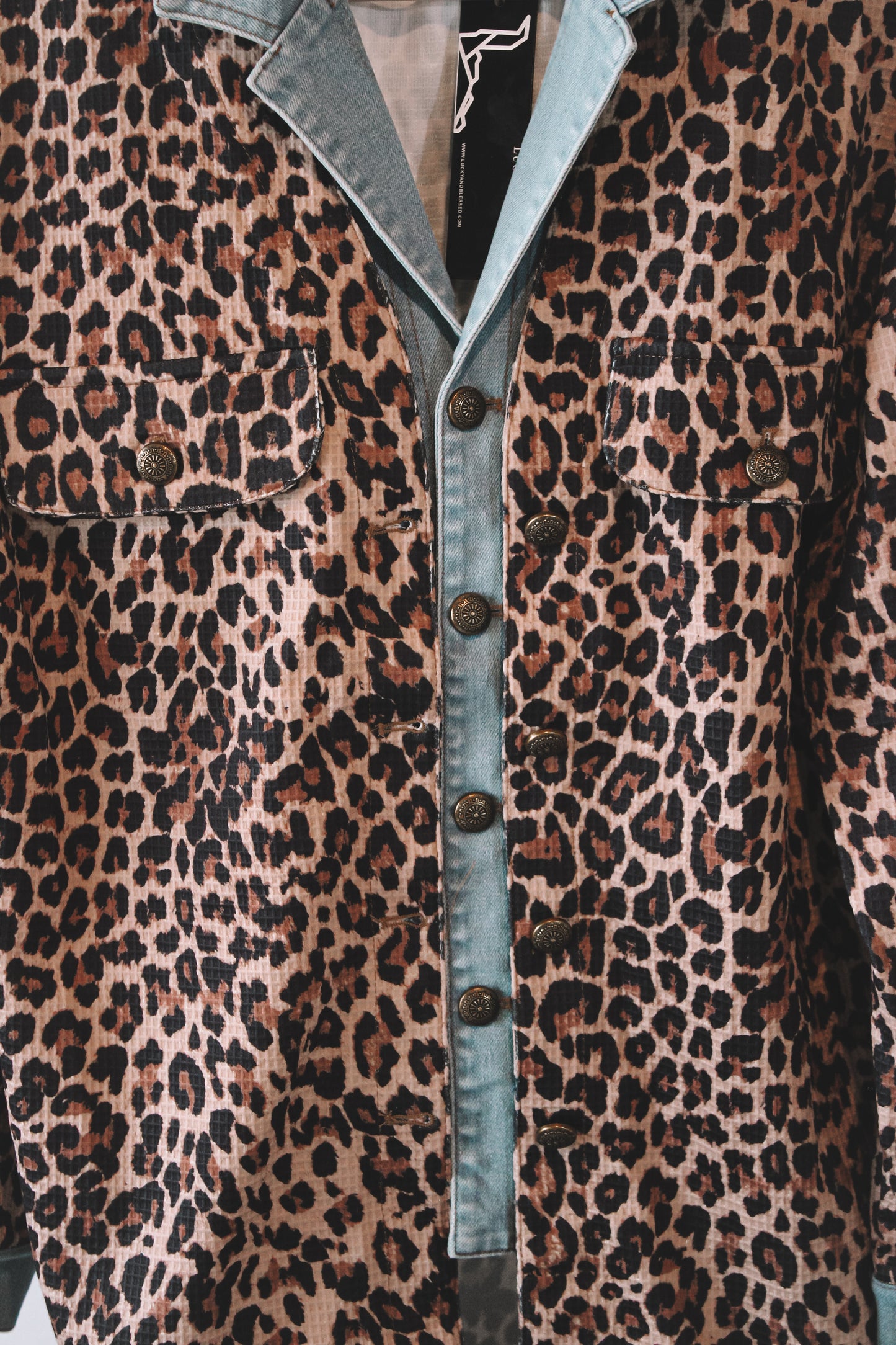 Cheetah Print Double Layered Denim Jacket