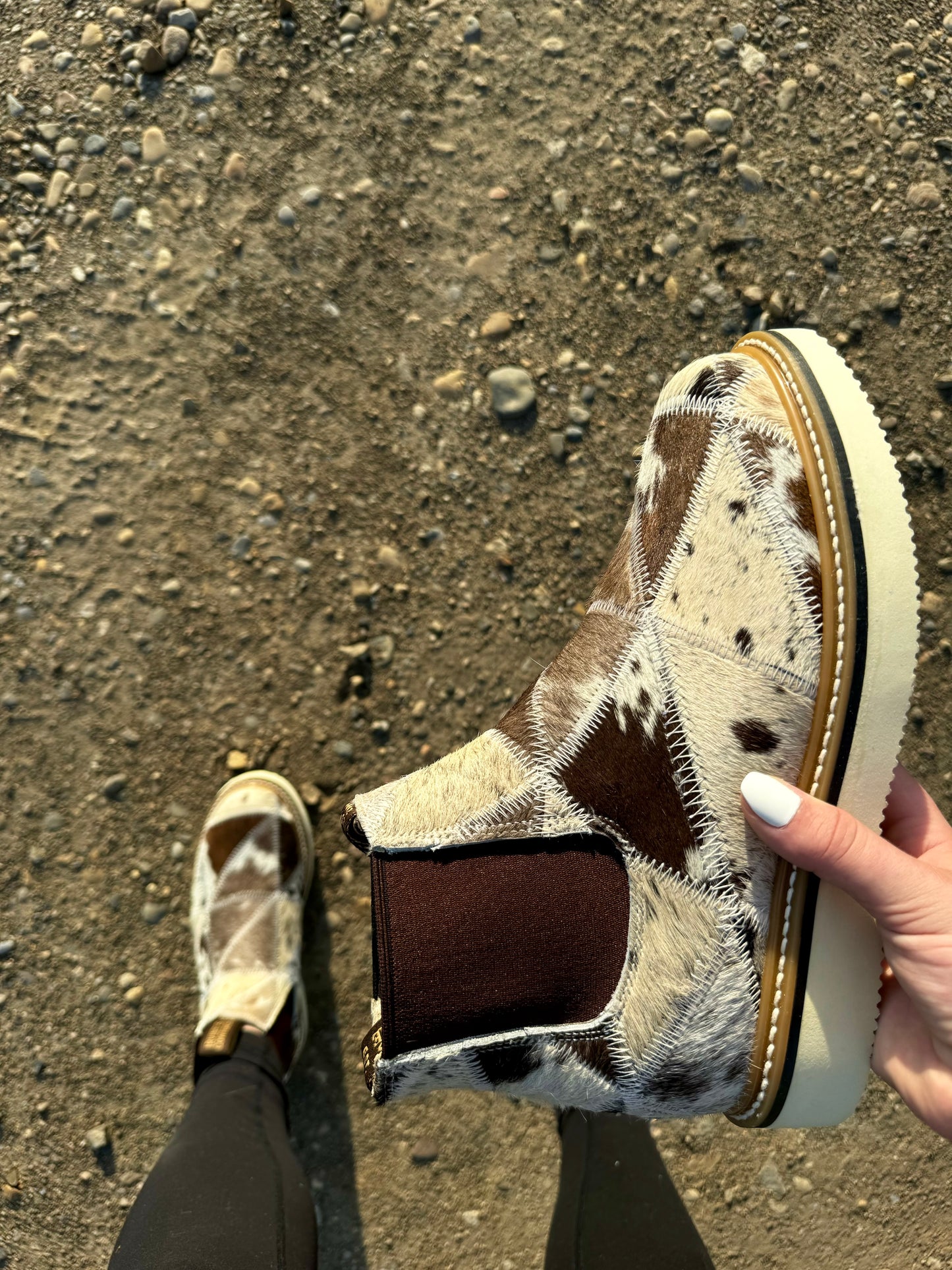 The Branded Roan - Cowpoke Cowhide Patch Work Boots