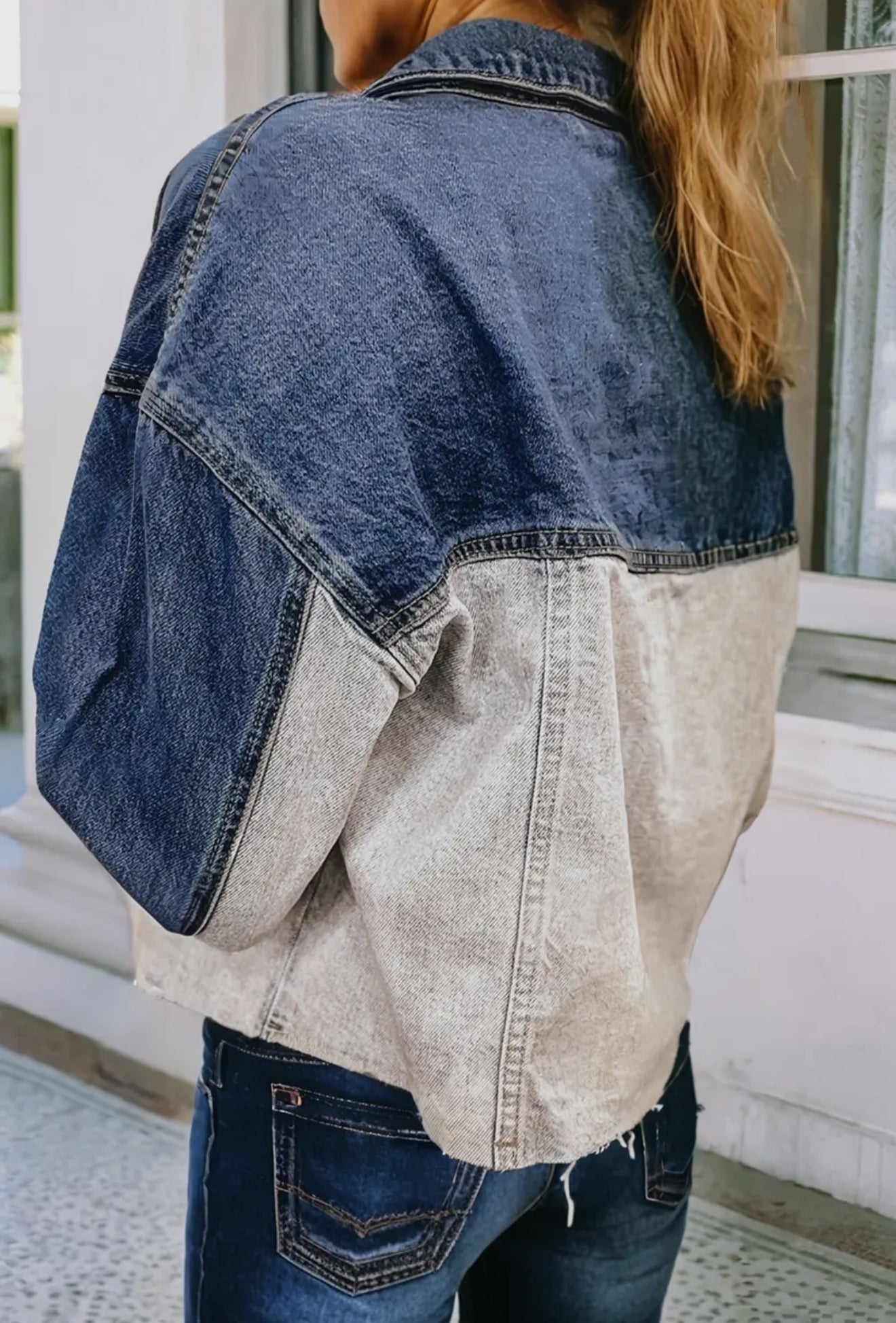 Color Block Denim Shacket