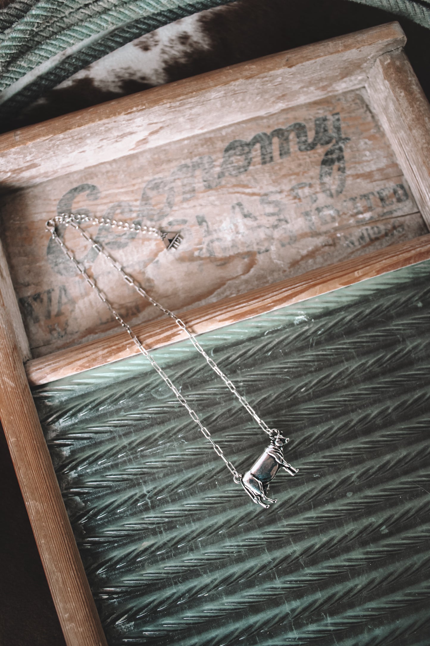 Faux Silver Cow Necklace