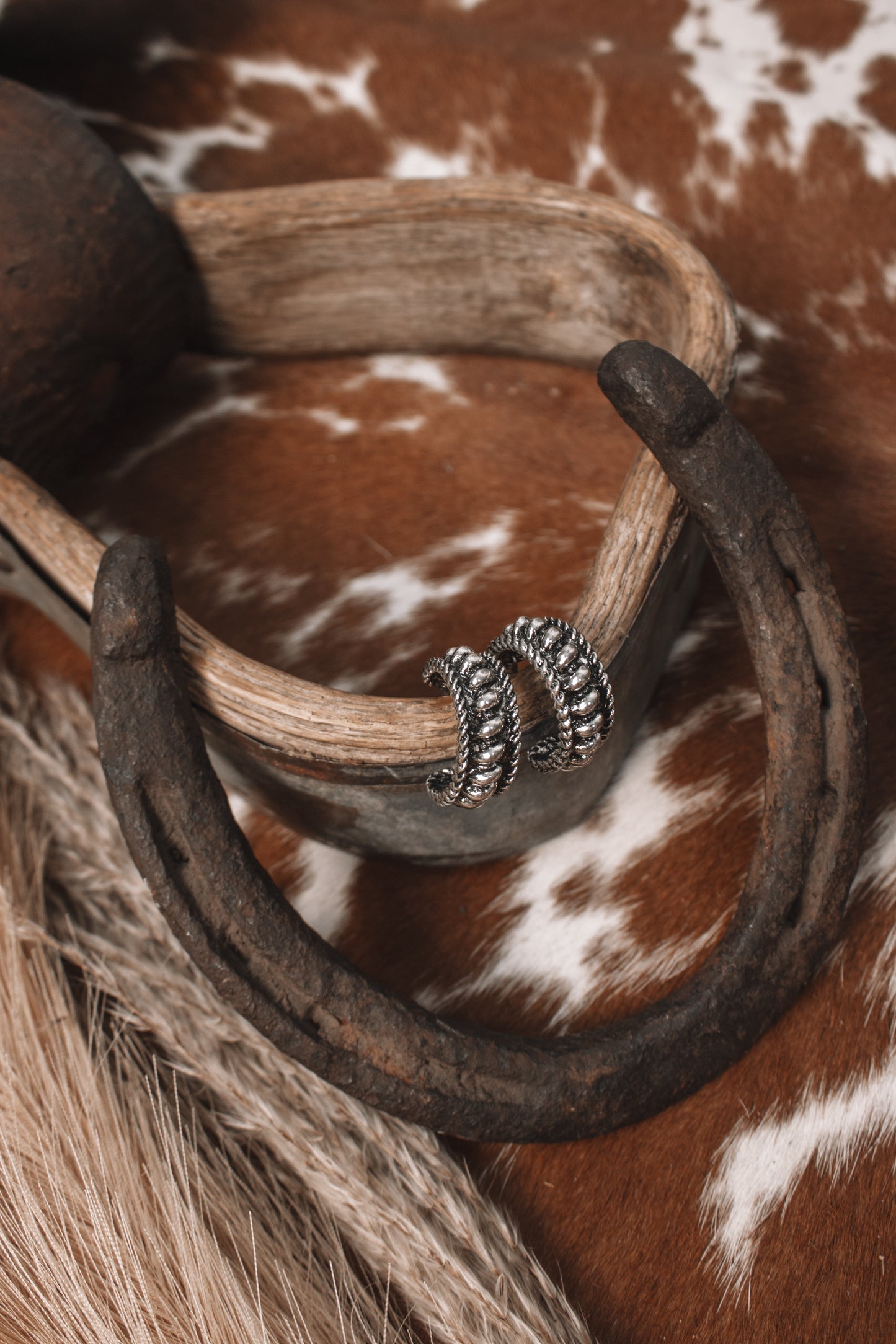 18k White Gold Plated Textured Hoops