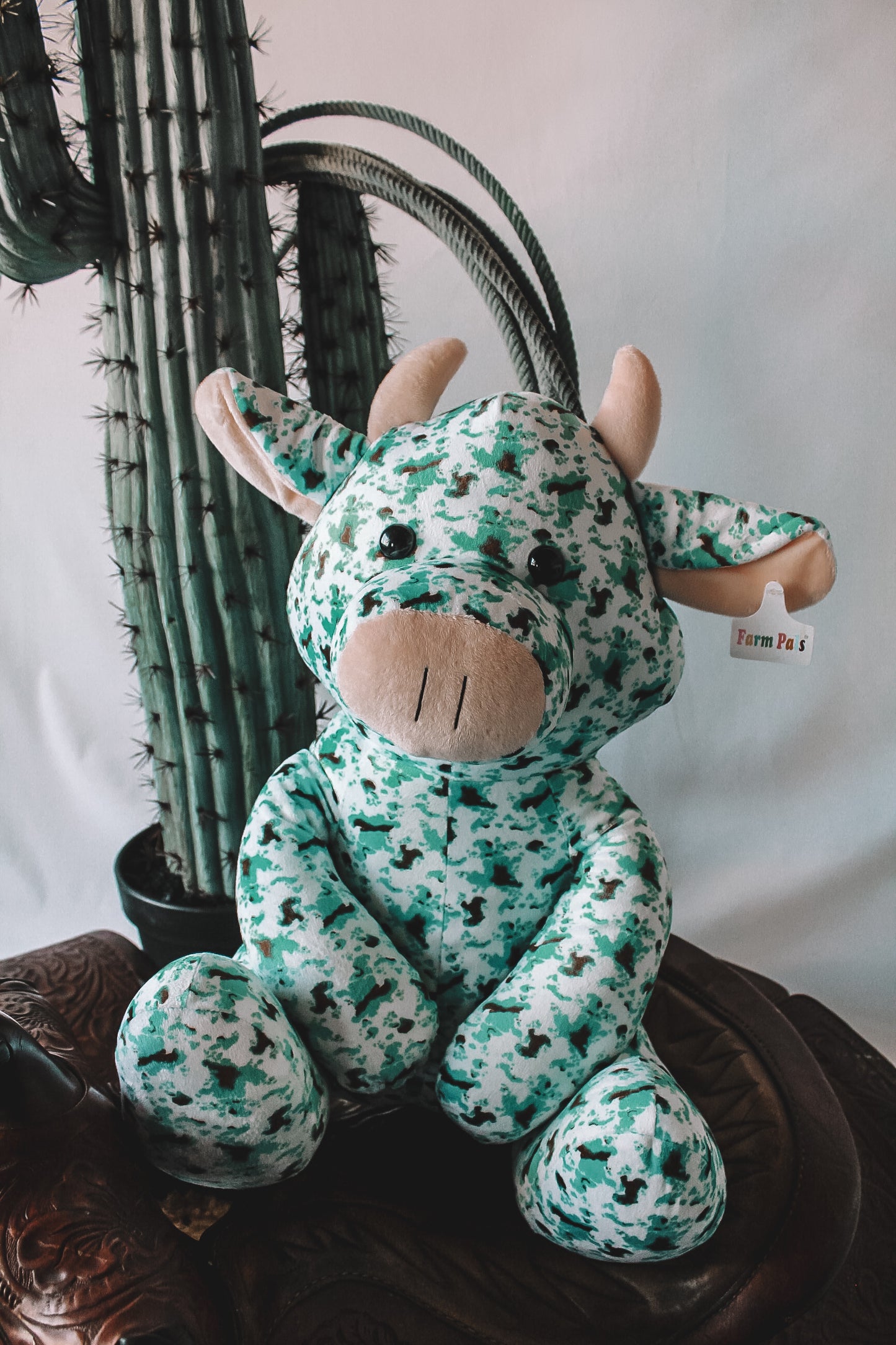 Turquoise & Brown Cow Print Farm Pal
