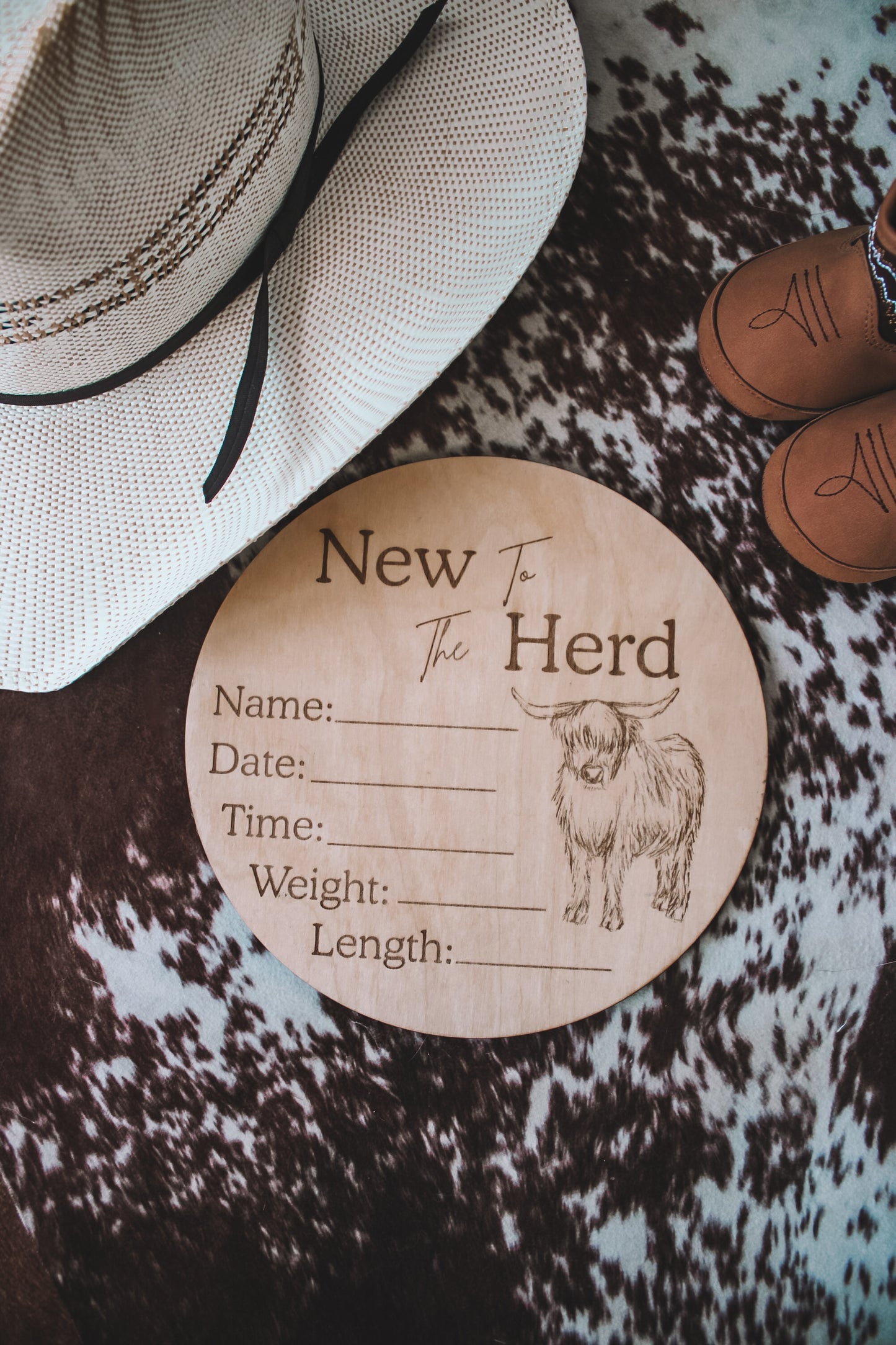 New to the Herd Highland Baby Birth Stat Sign