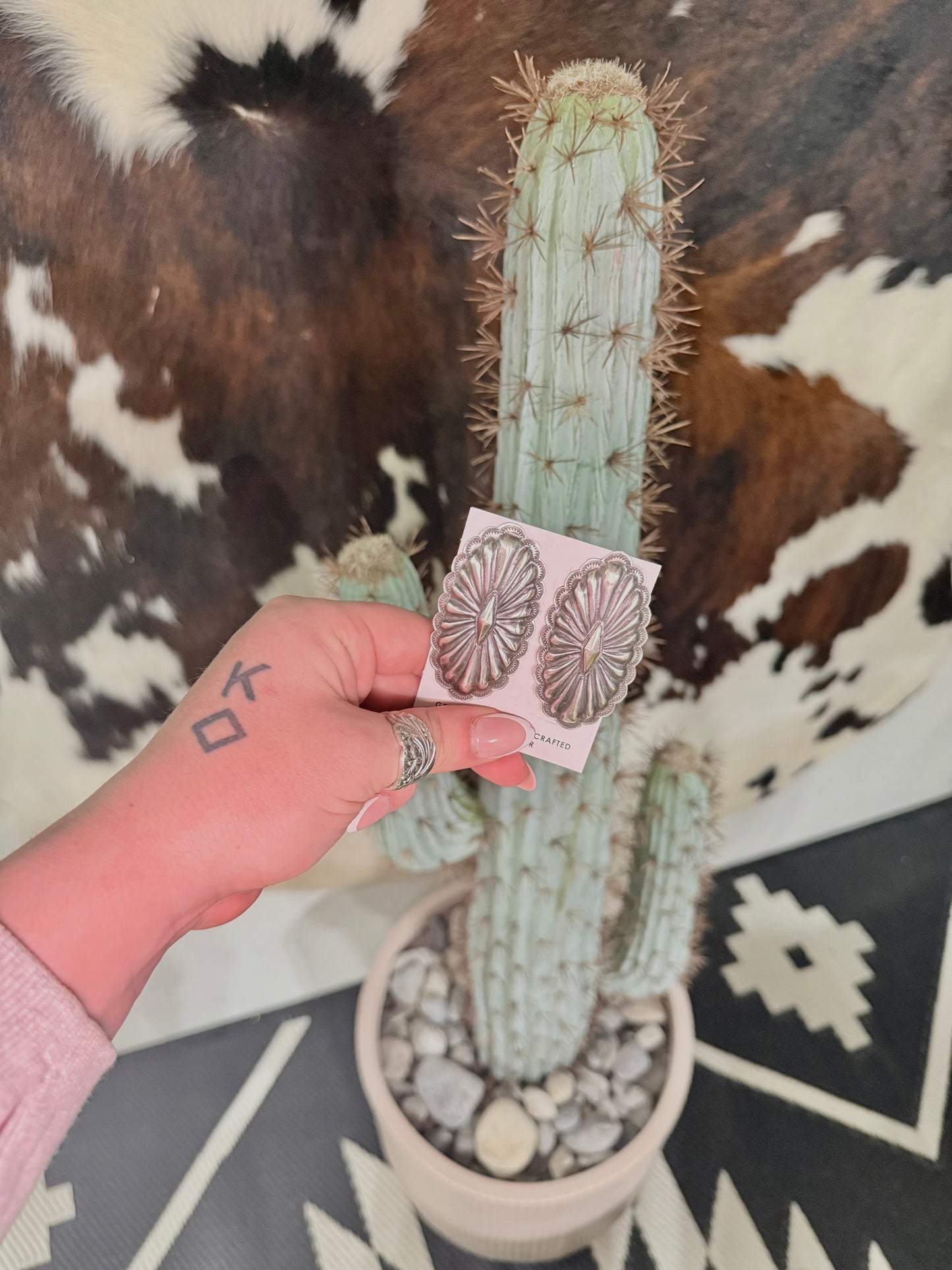 Oval Concho Earrings