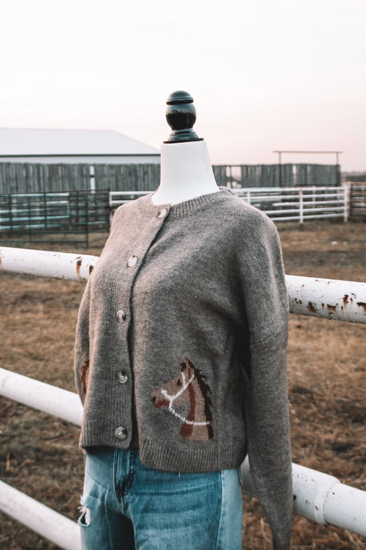 Western Horse Button Down Cardigan