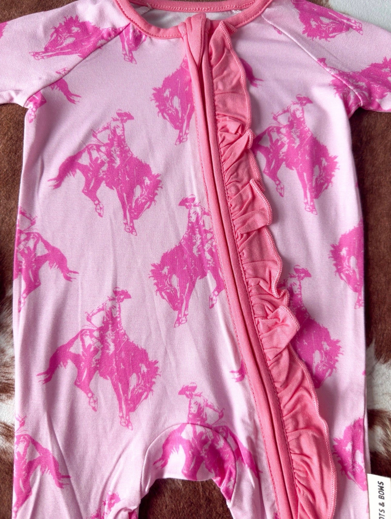 Pink Broncs Girls Onesie