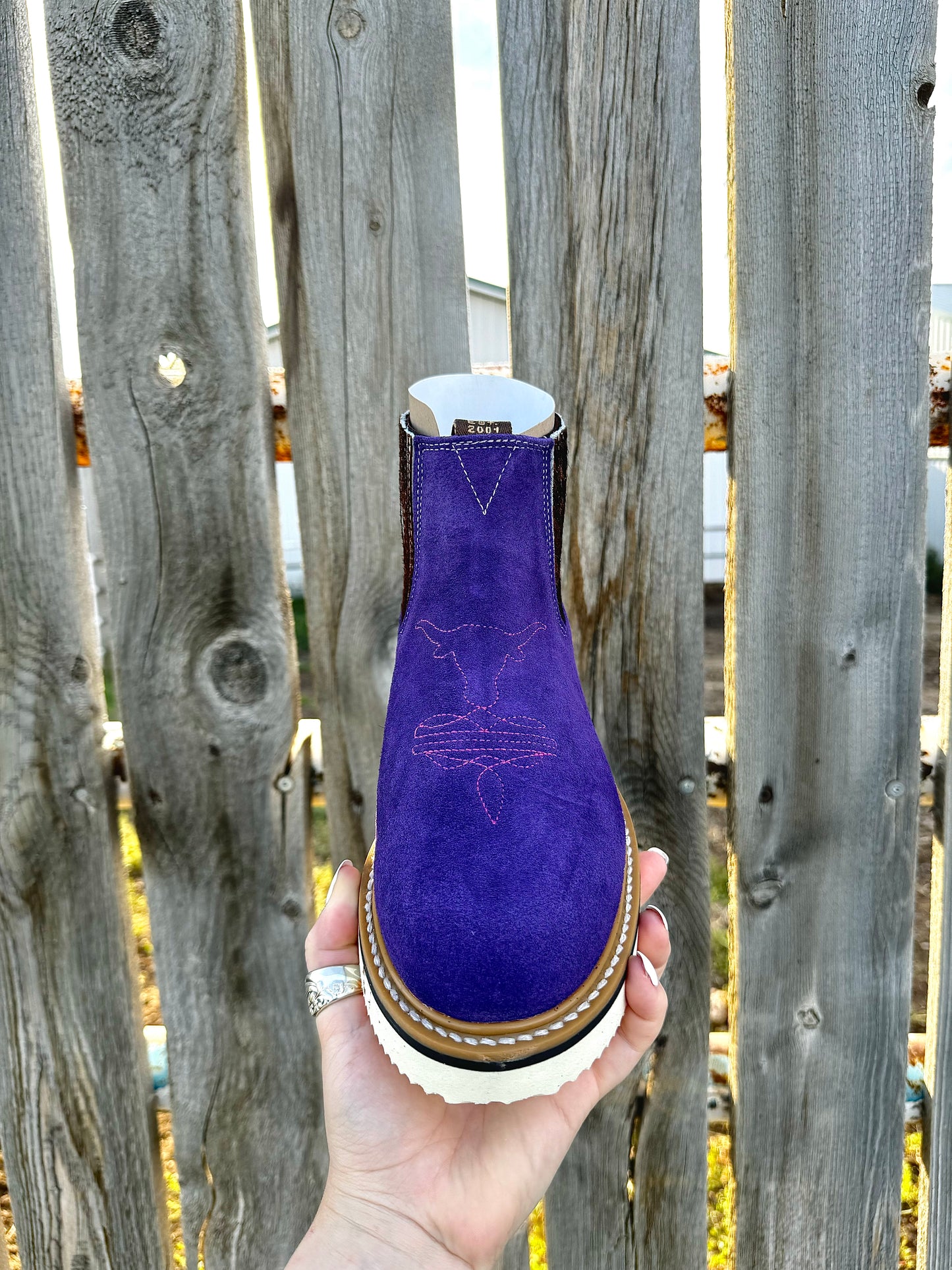 The Branded Roan - Purple Cowpoke Boots