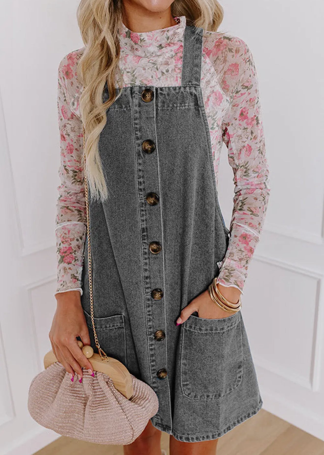 Denim Front Mini Dress