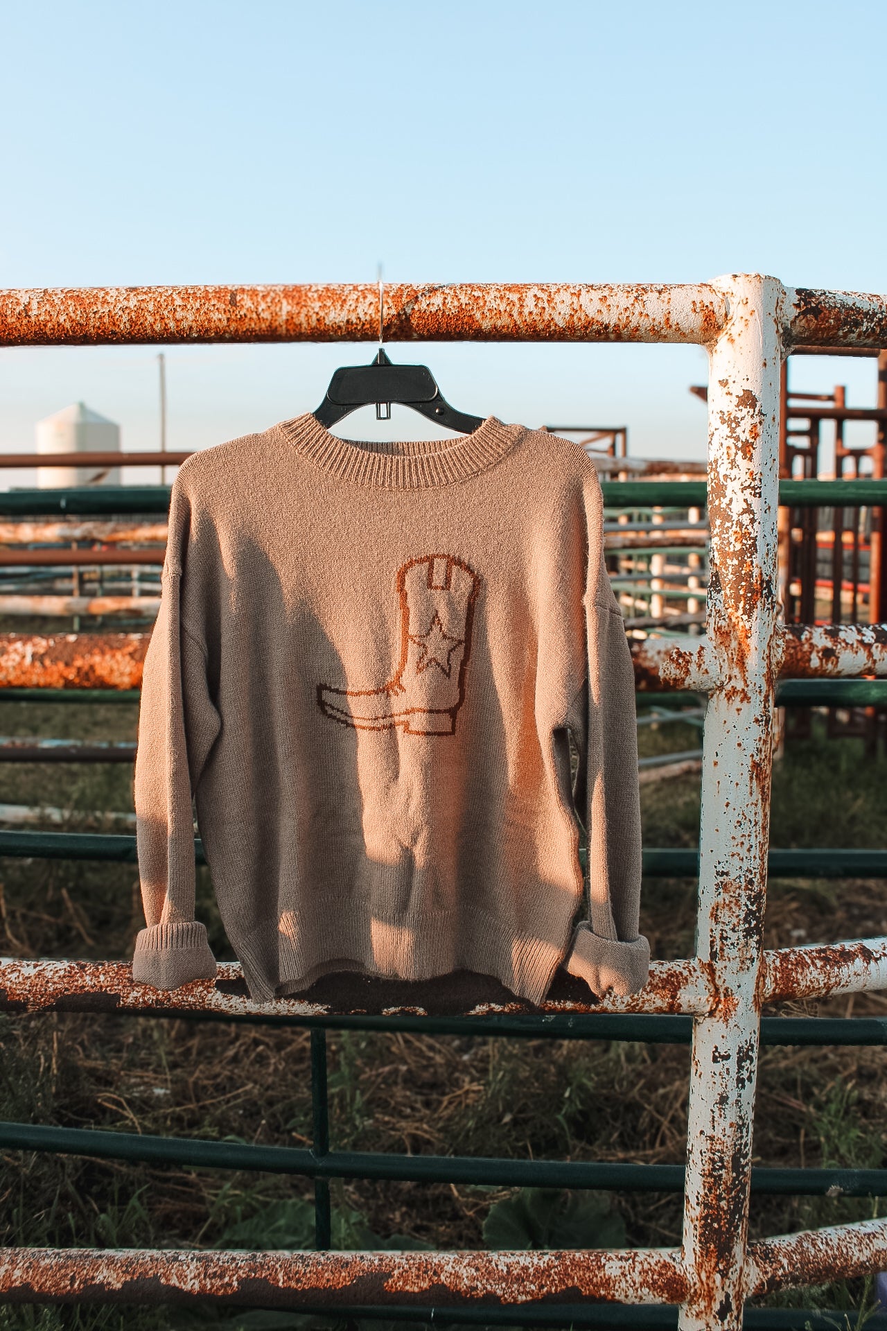 Mocha Cowgirl Boot Sweater