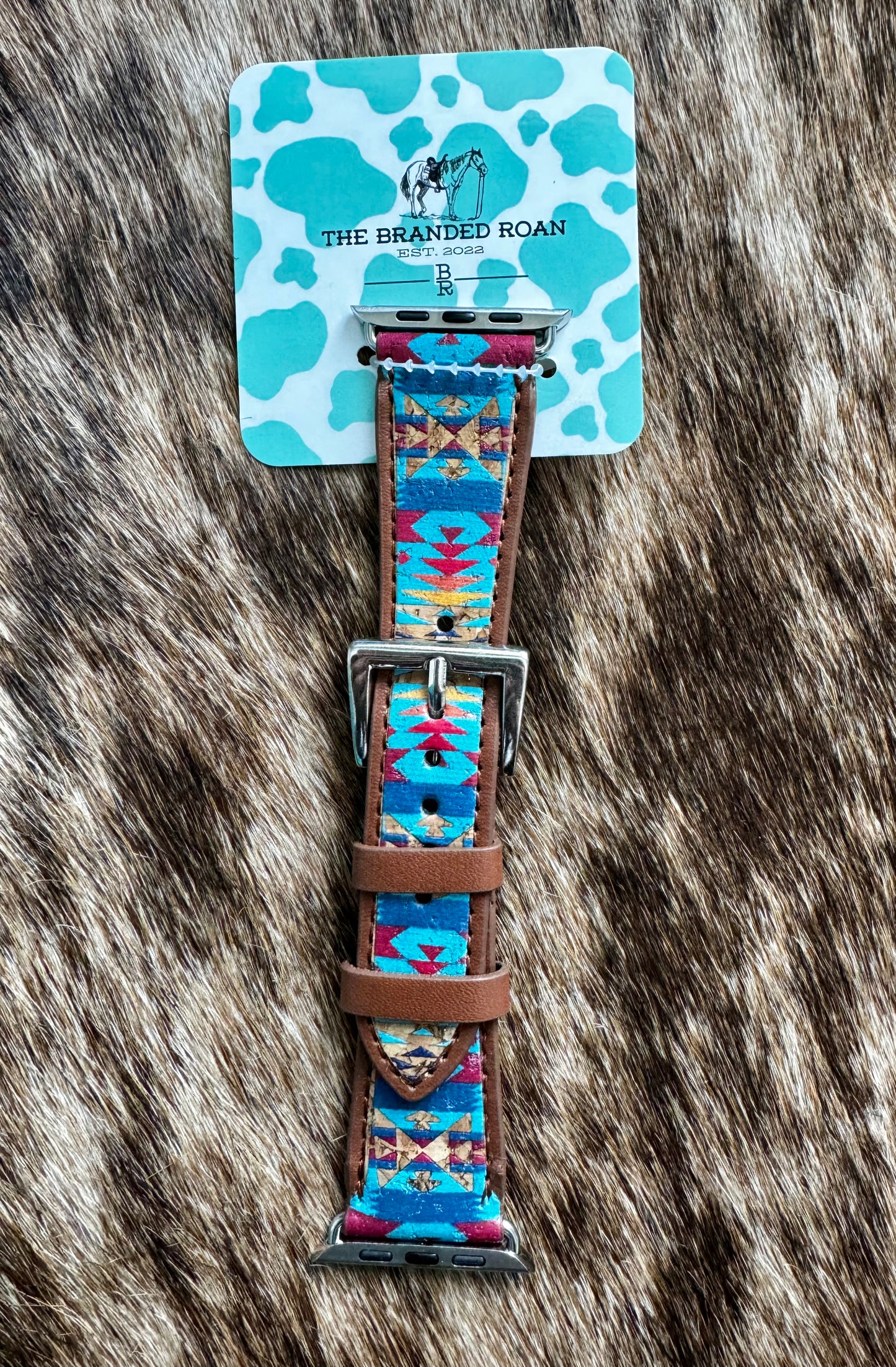 The Branded Roan - Blue Aztec Watch Band