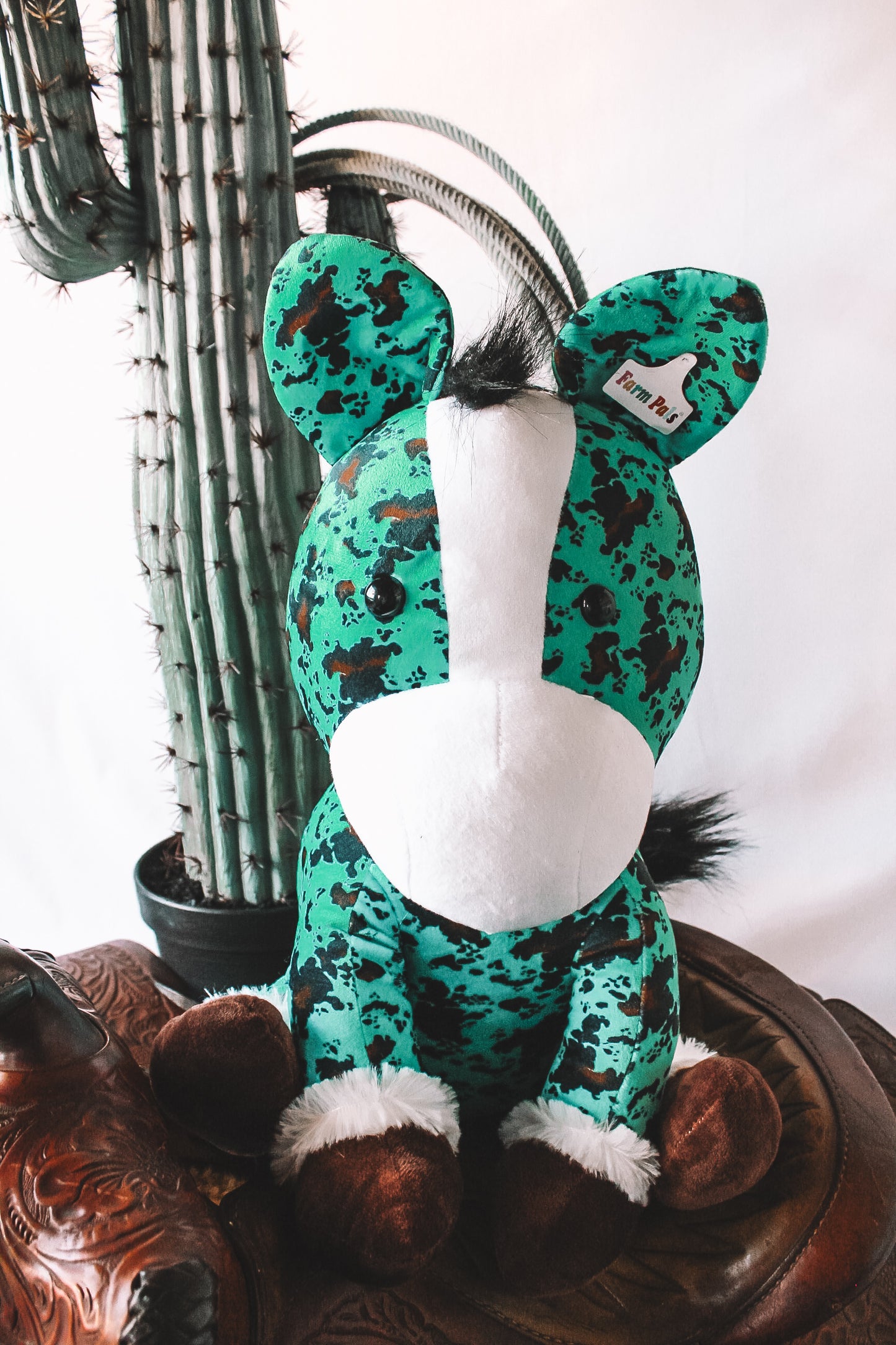 Turquoise Cowhide Print Farm Pal