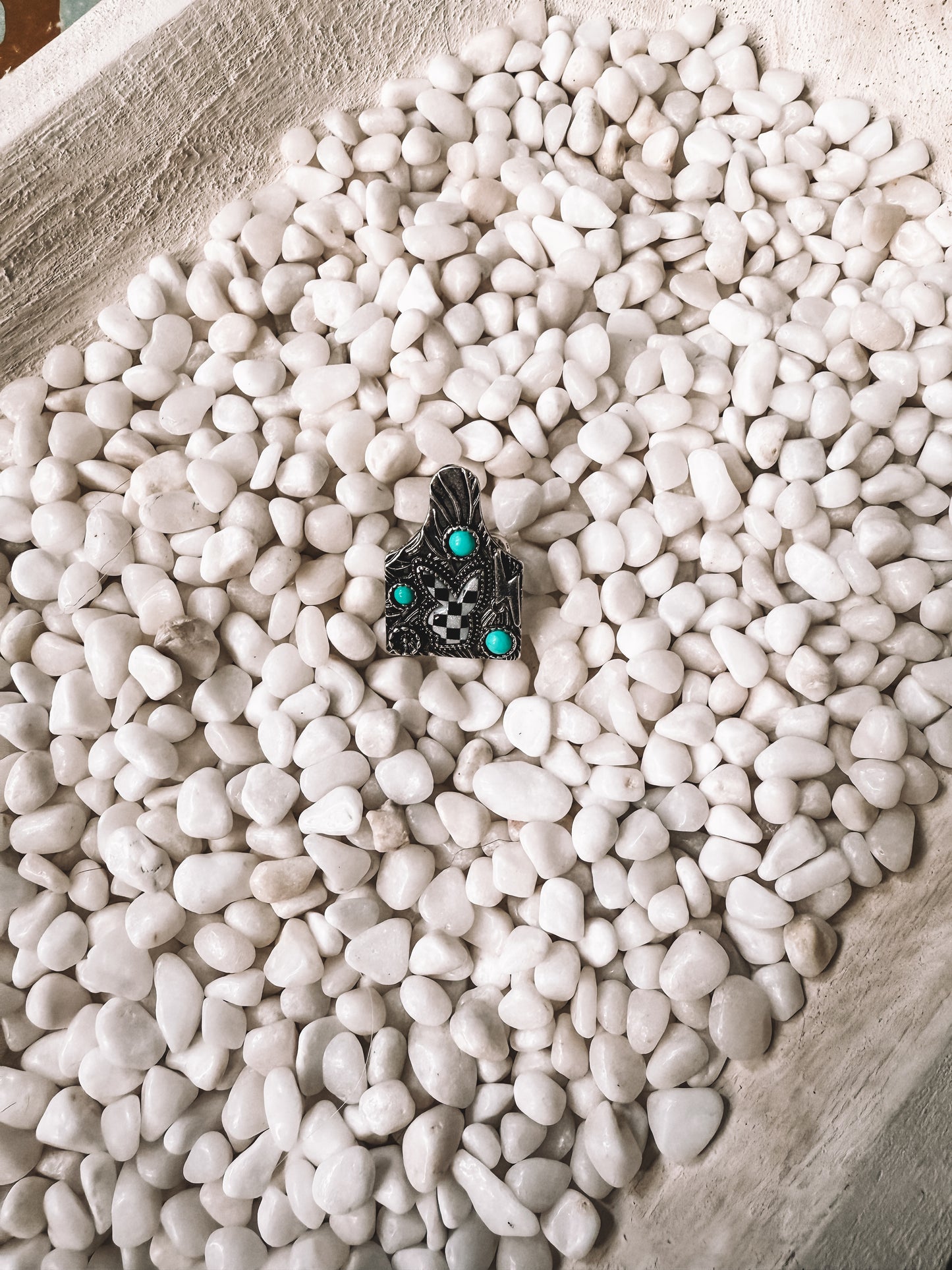 The Branded Roan - Checkered Bunny Cowtag Ring