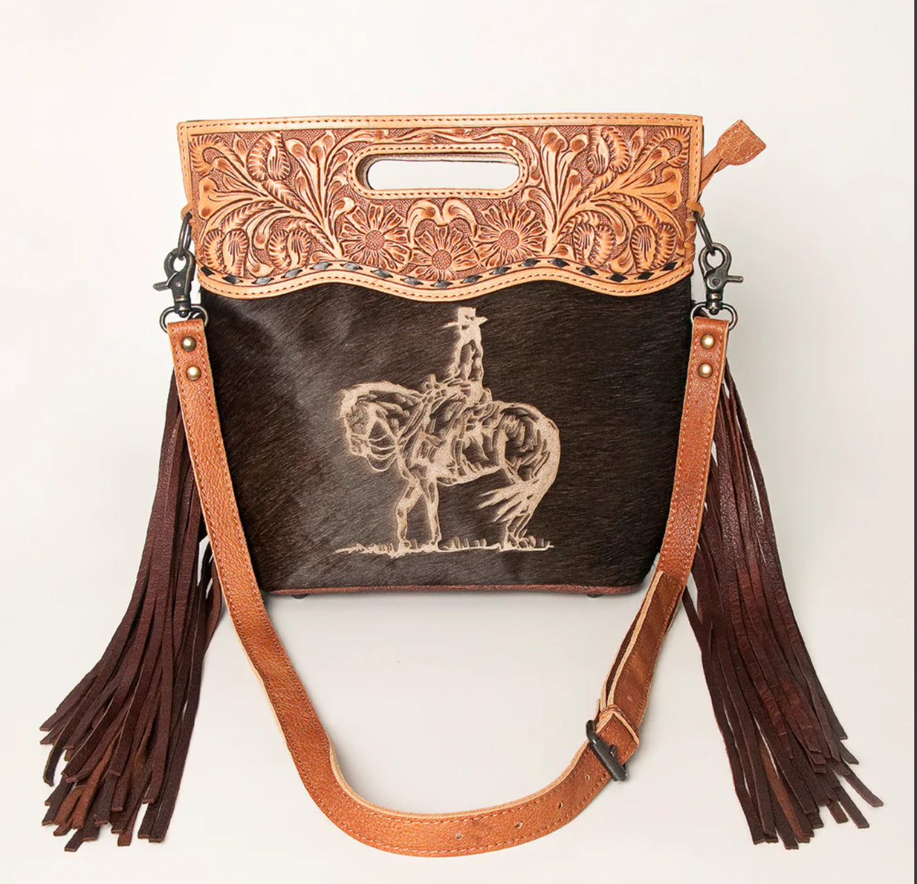 Leather & Cowhide Western Horse Fringe Bag