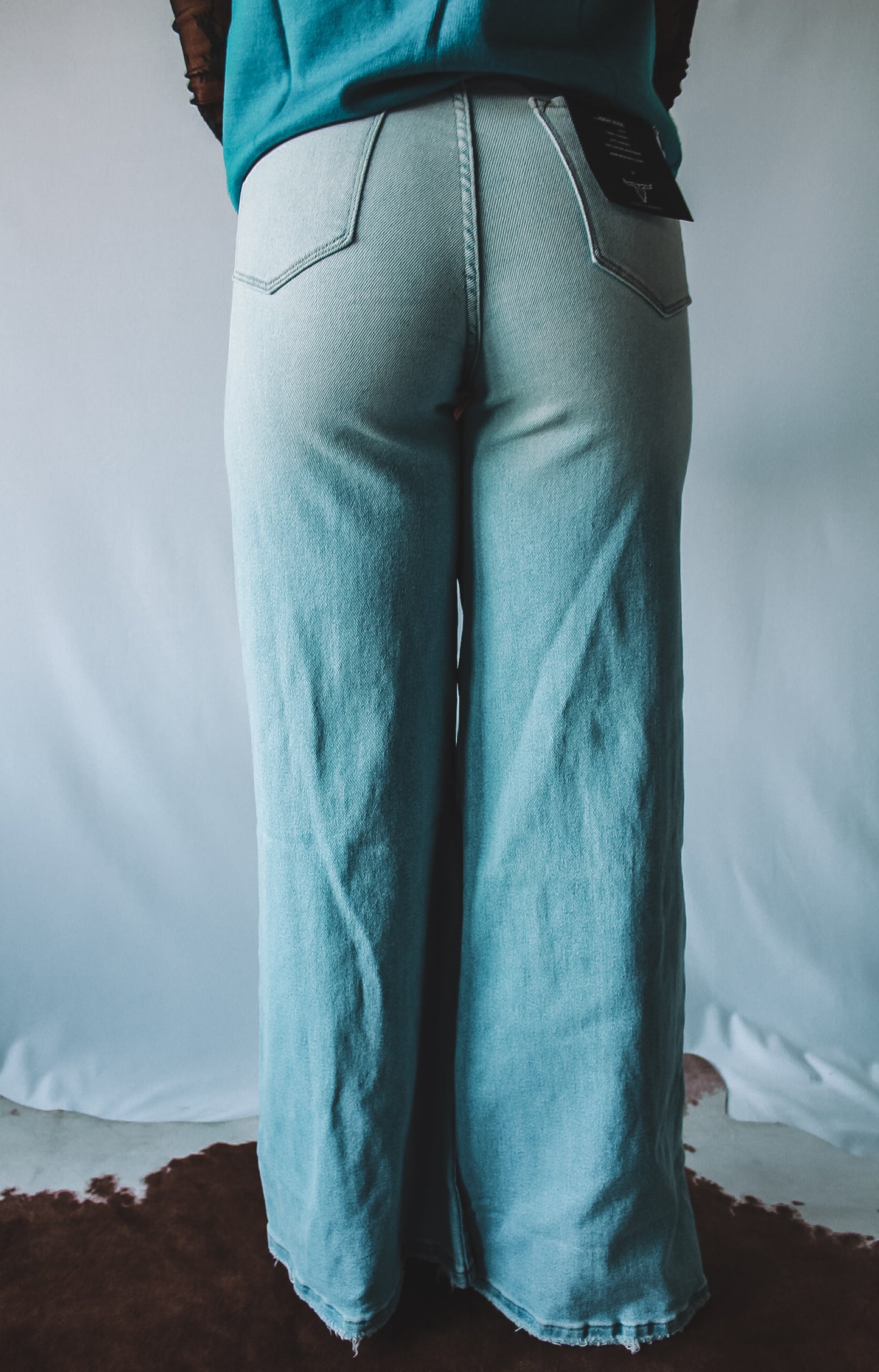 Light Wash High Rise Ripped Trousers