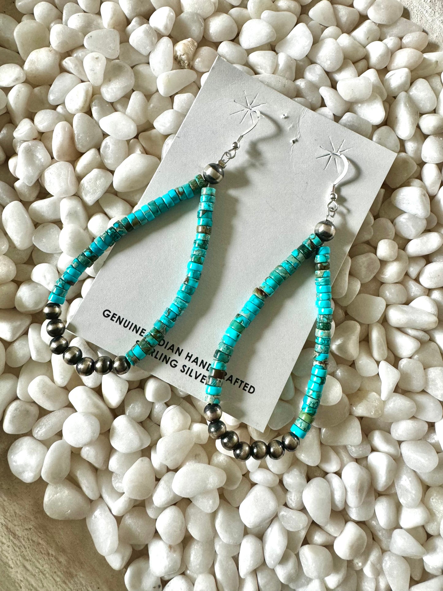 The Branded Roan - Navajo Pearl & Turquoise Teardrop Earrings
