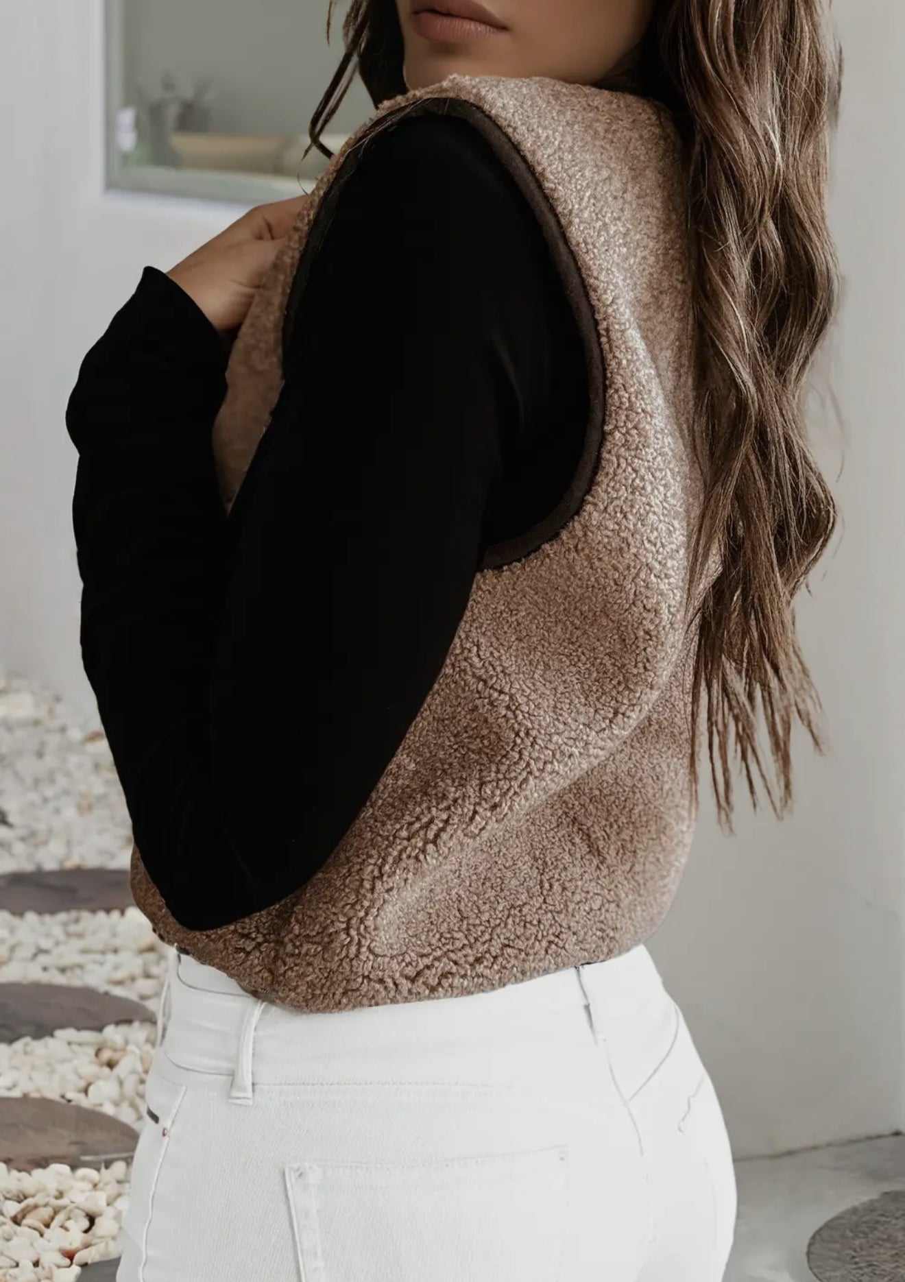 Sherpa Contrast Tie Vest