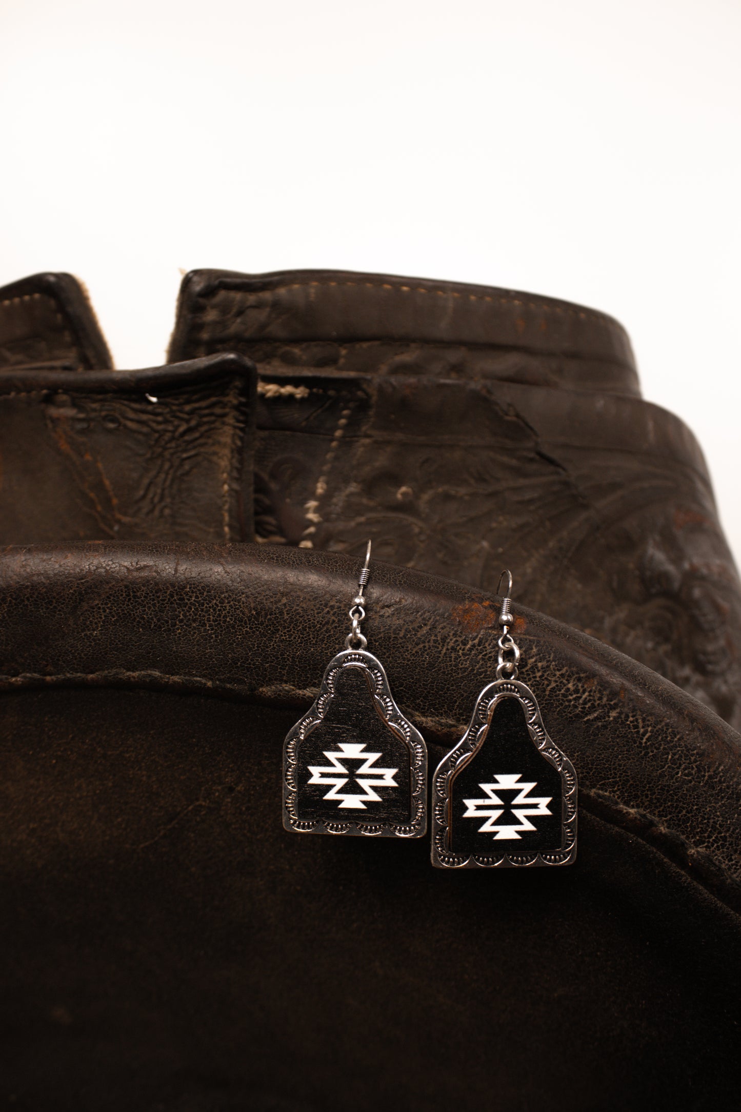 Aztec Cowtag Earrings
