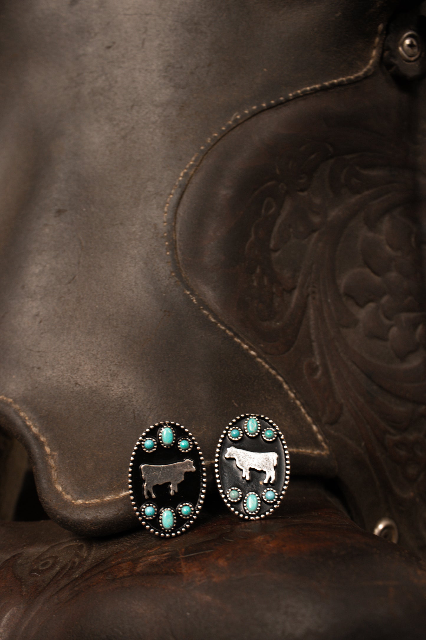 Turquoise Cow Earrings