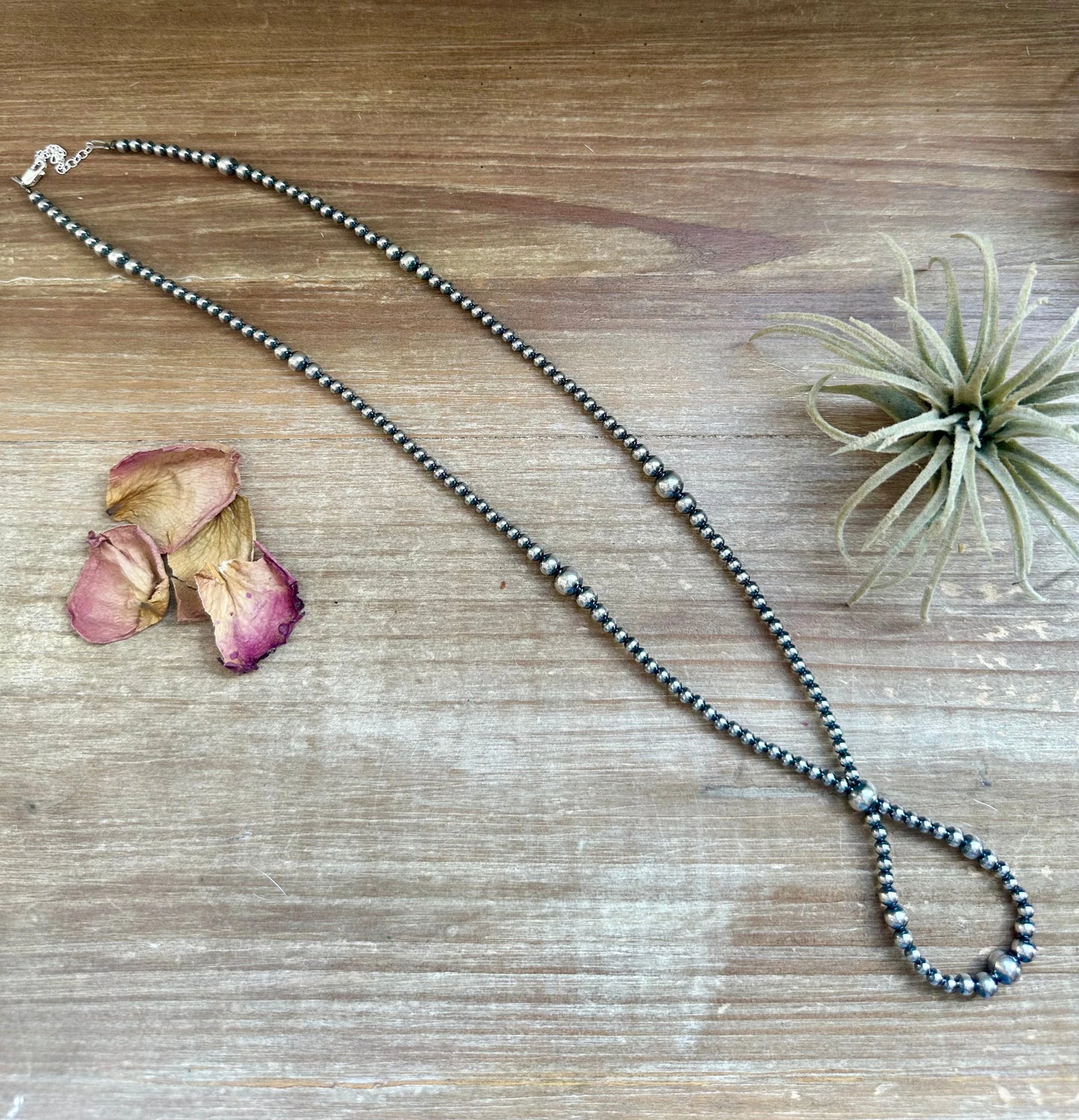 Graduated Sterling Silver Pearls Loop Necklace