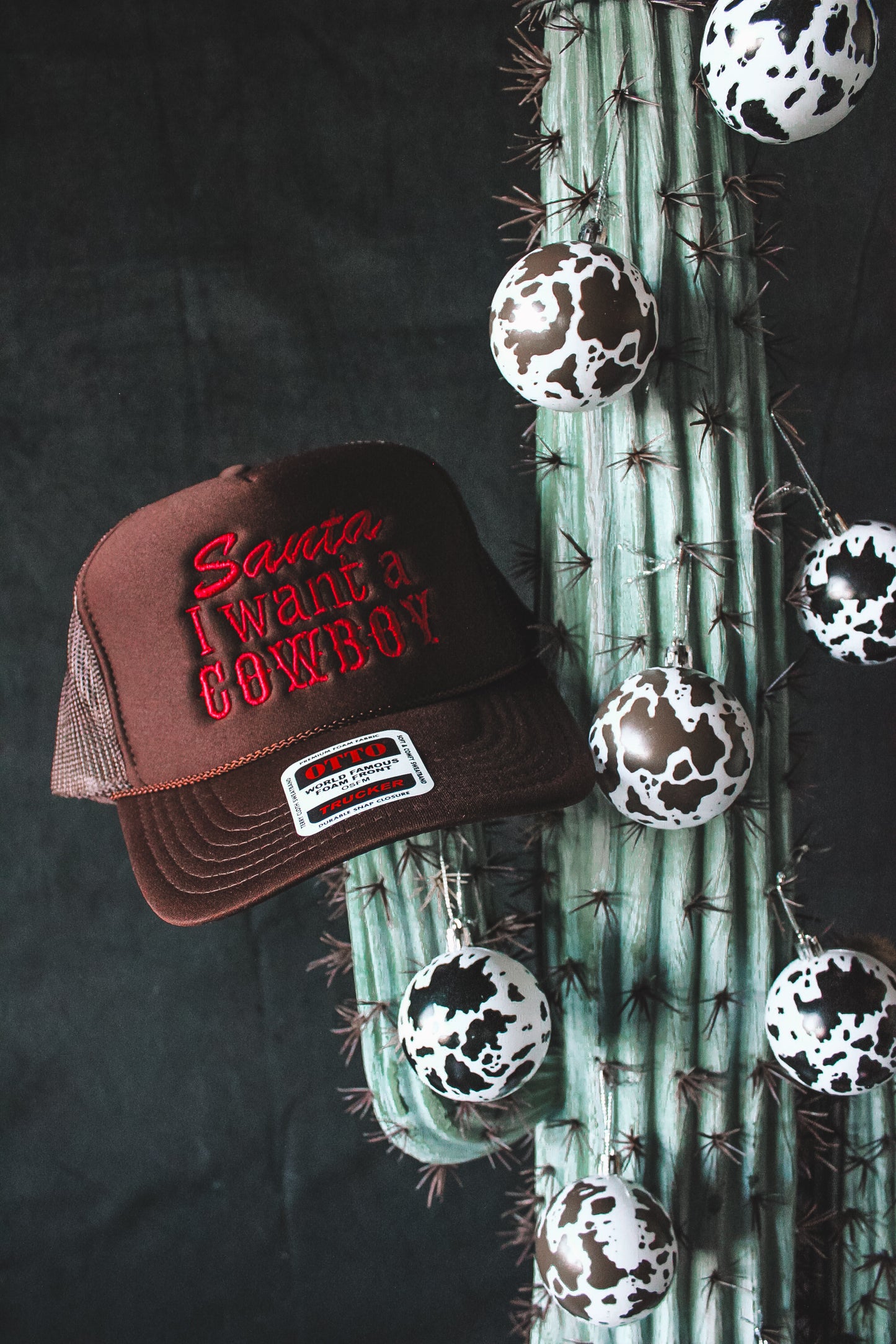 Santa I Want A Cowboy Brown Trucker Cap