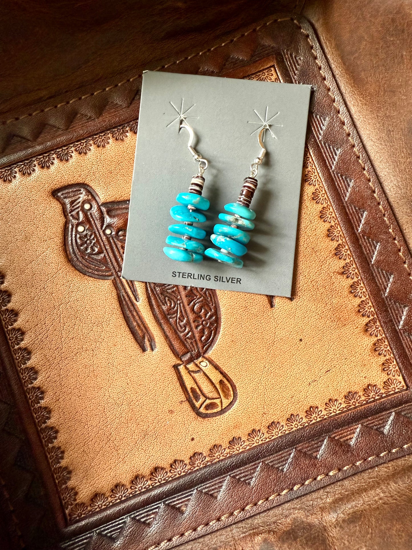 Authentic Turquoise Stacked Discs Earrings