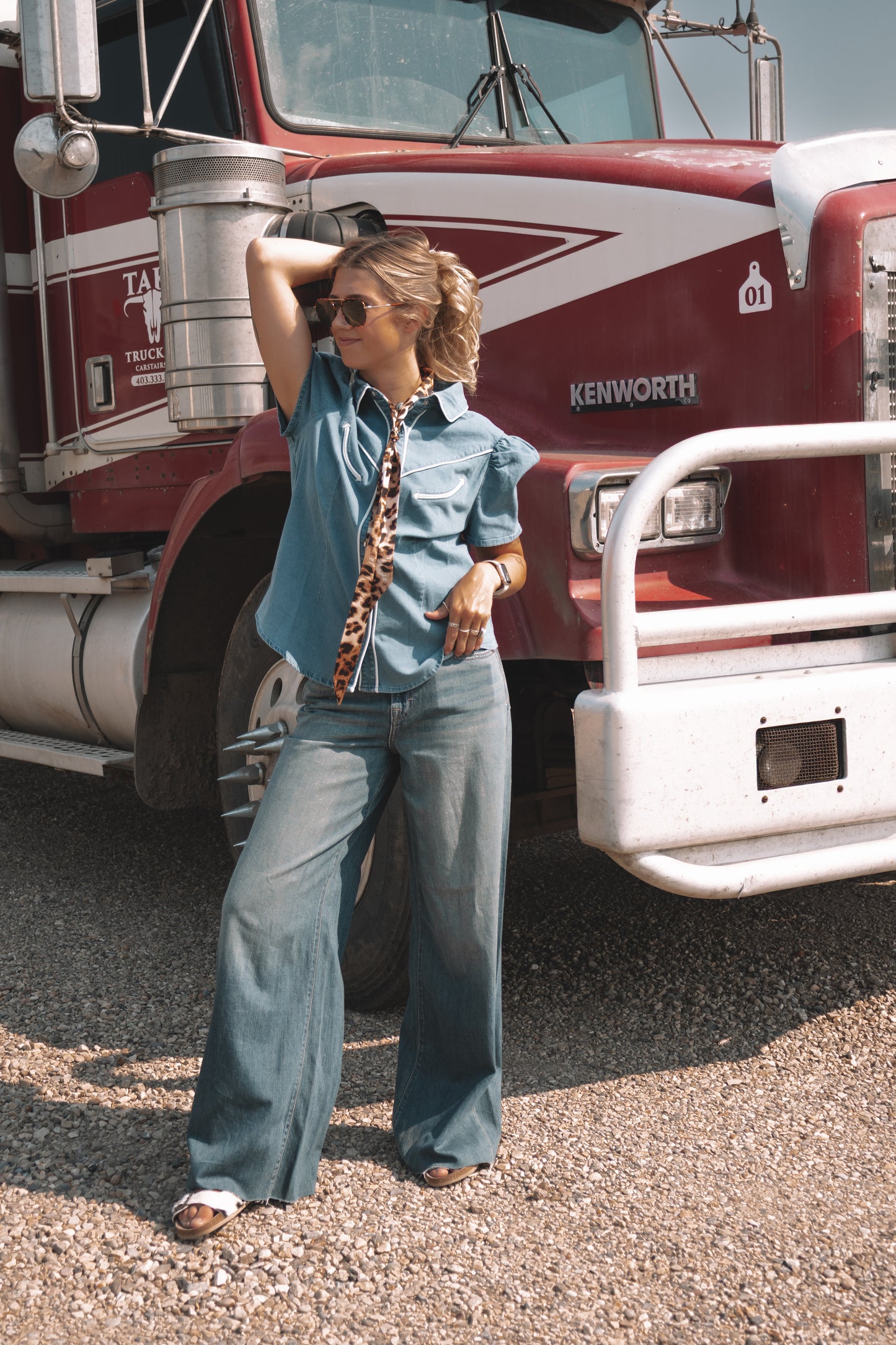 Denim Shirt W/ White Contrast