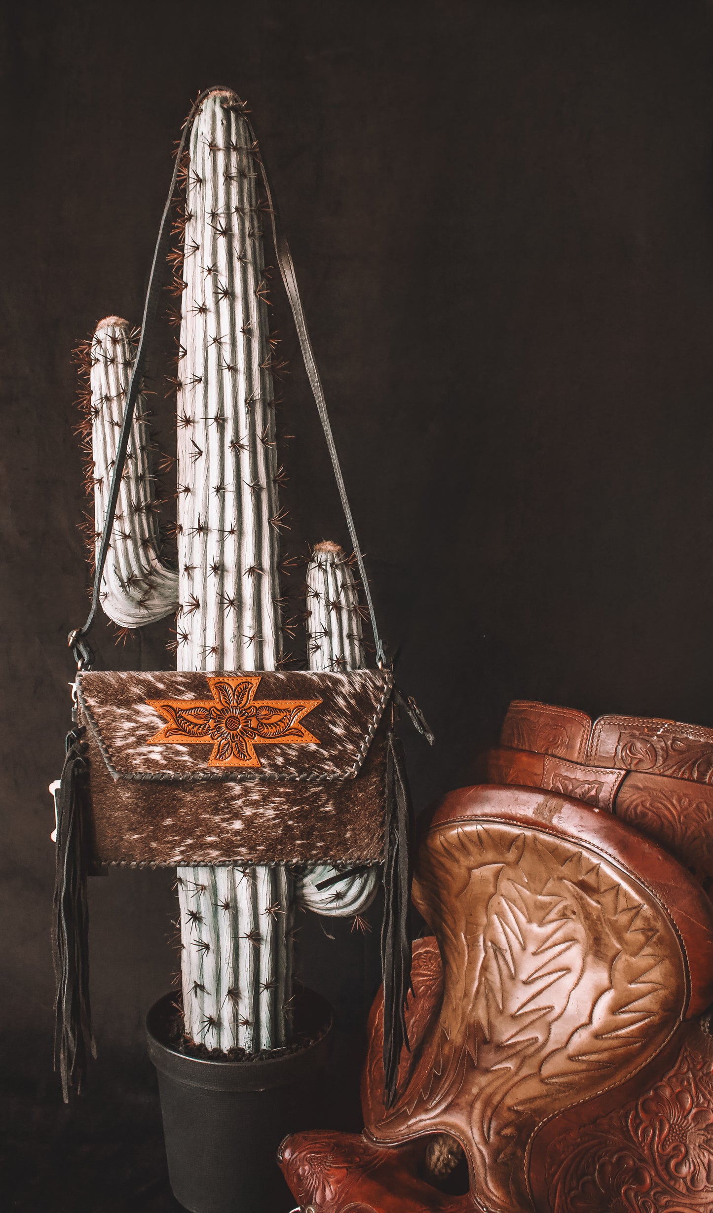 Cowhide Fringe Envelope Style Purse