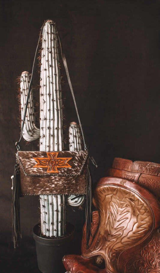 Cowhide Fringe Envelope Style Purse