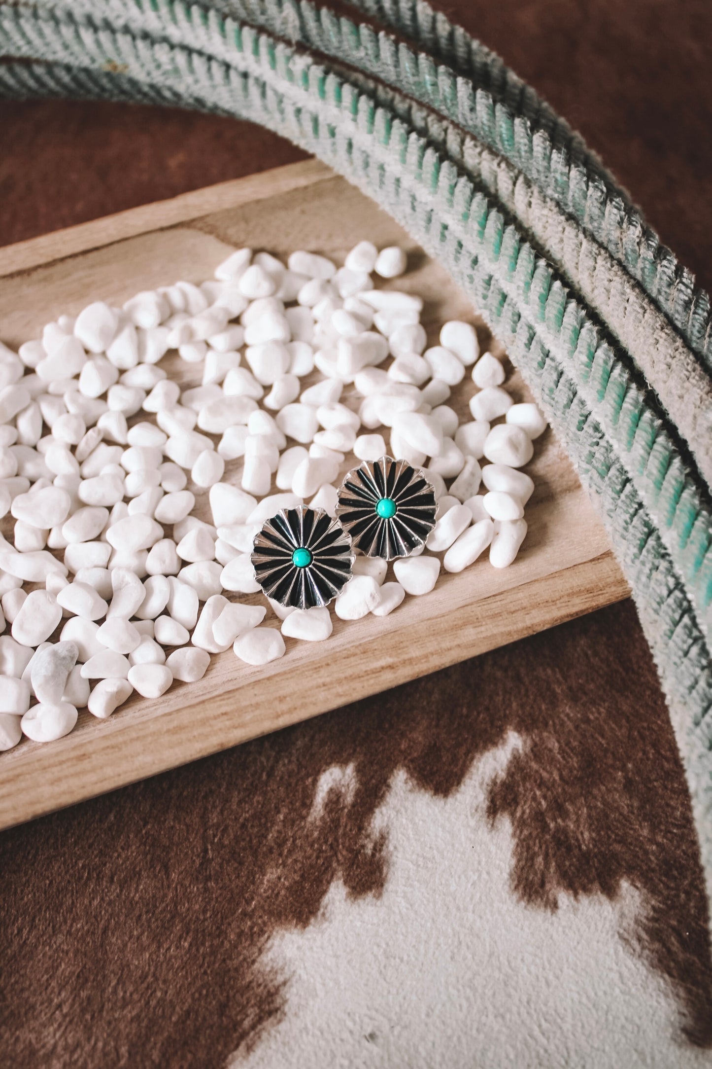 Faux Mini Round Turquoise Earrings