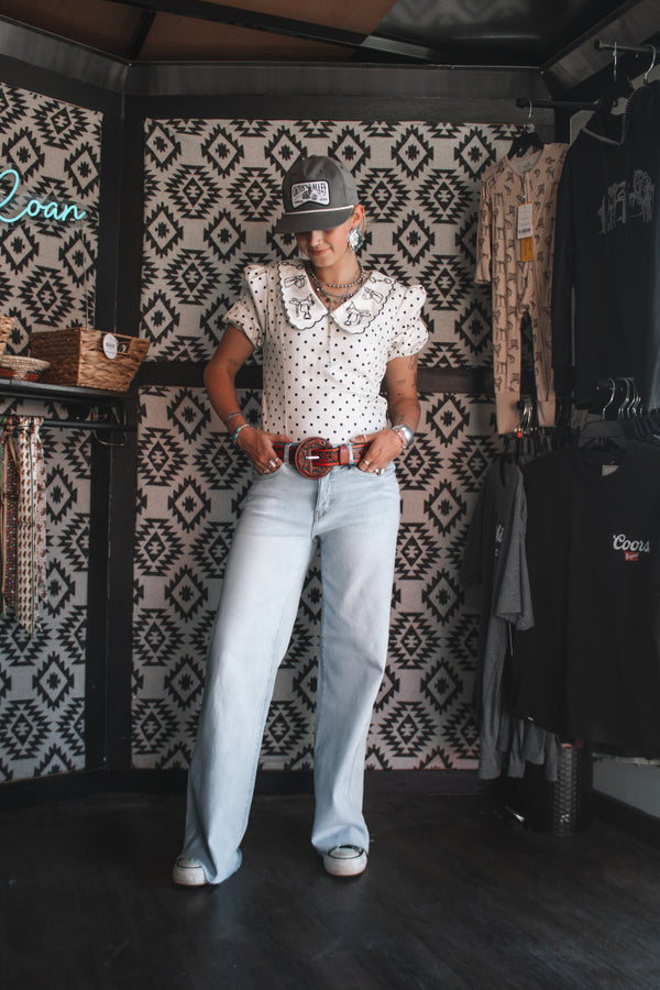 Polka Dot Western Top