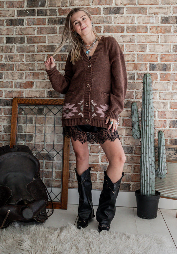 The Painted Pony Cardigan - Chocolate