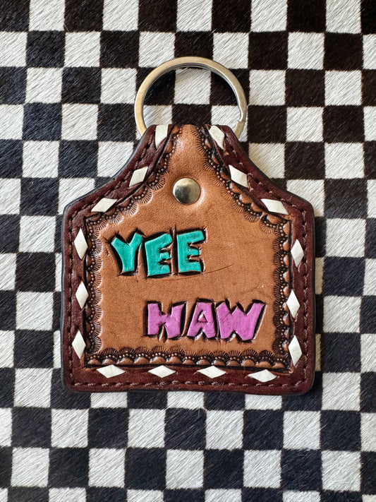 The Branded Roan - Yee Haw Cowtag Keychain