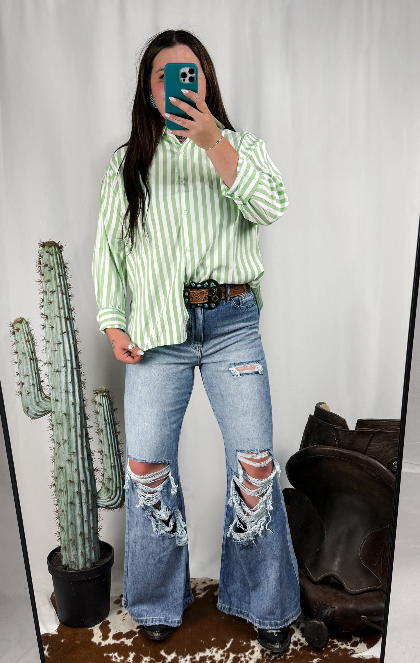 Green Striped Top