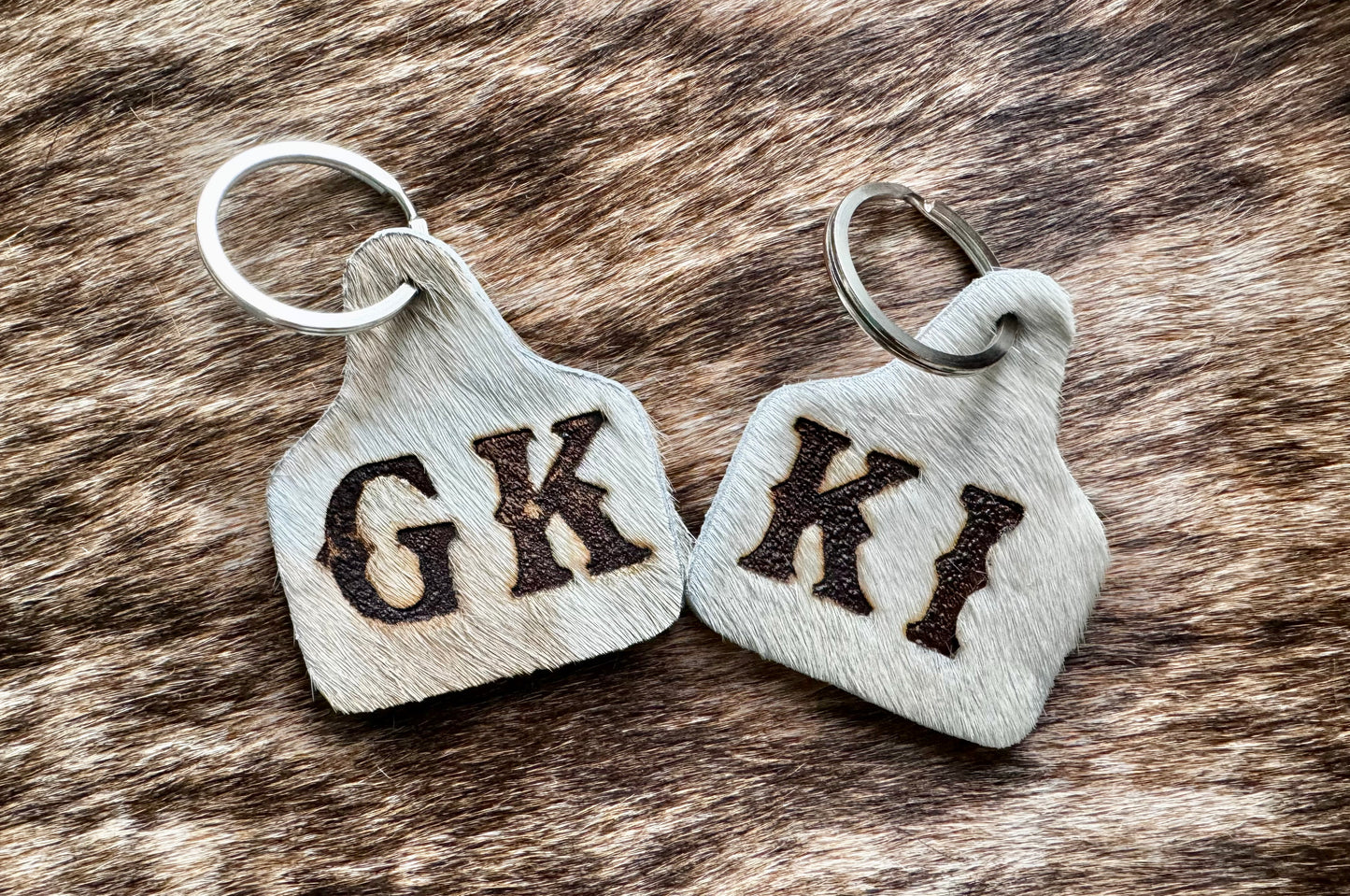 The Branded Roan - Branded Cow Hide Tag Key Chain