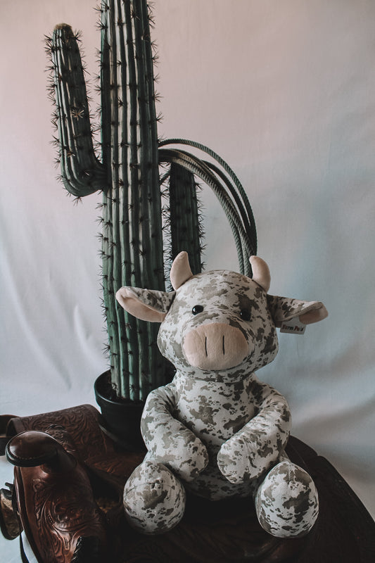 Tan & White Cow Print Farm Pal