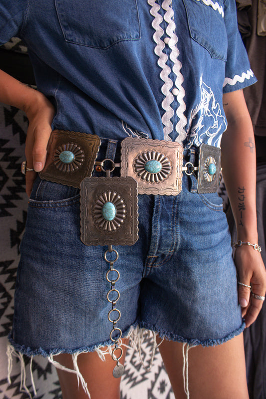 Silver & Turquoise Concho Belt