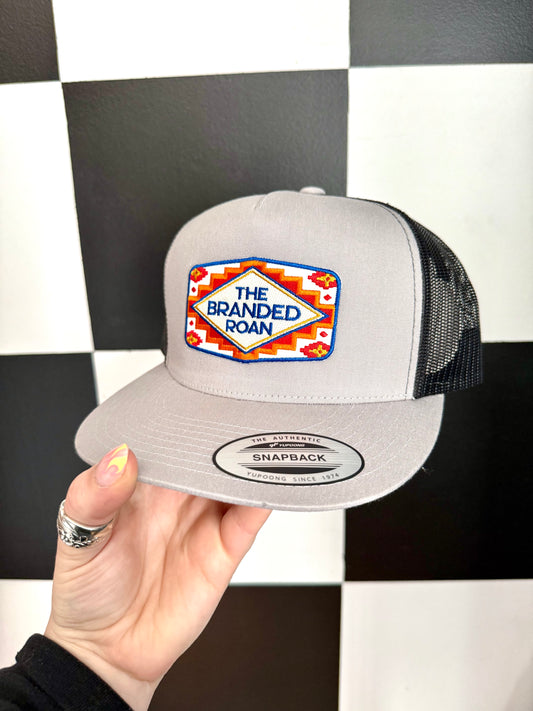 Silver Cap Orange Aztec Patch