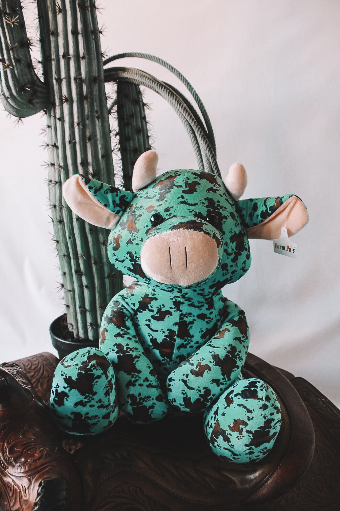 Turquoise Cow Print Farm Pal