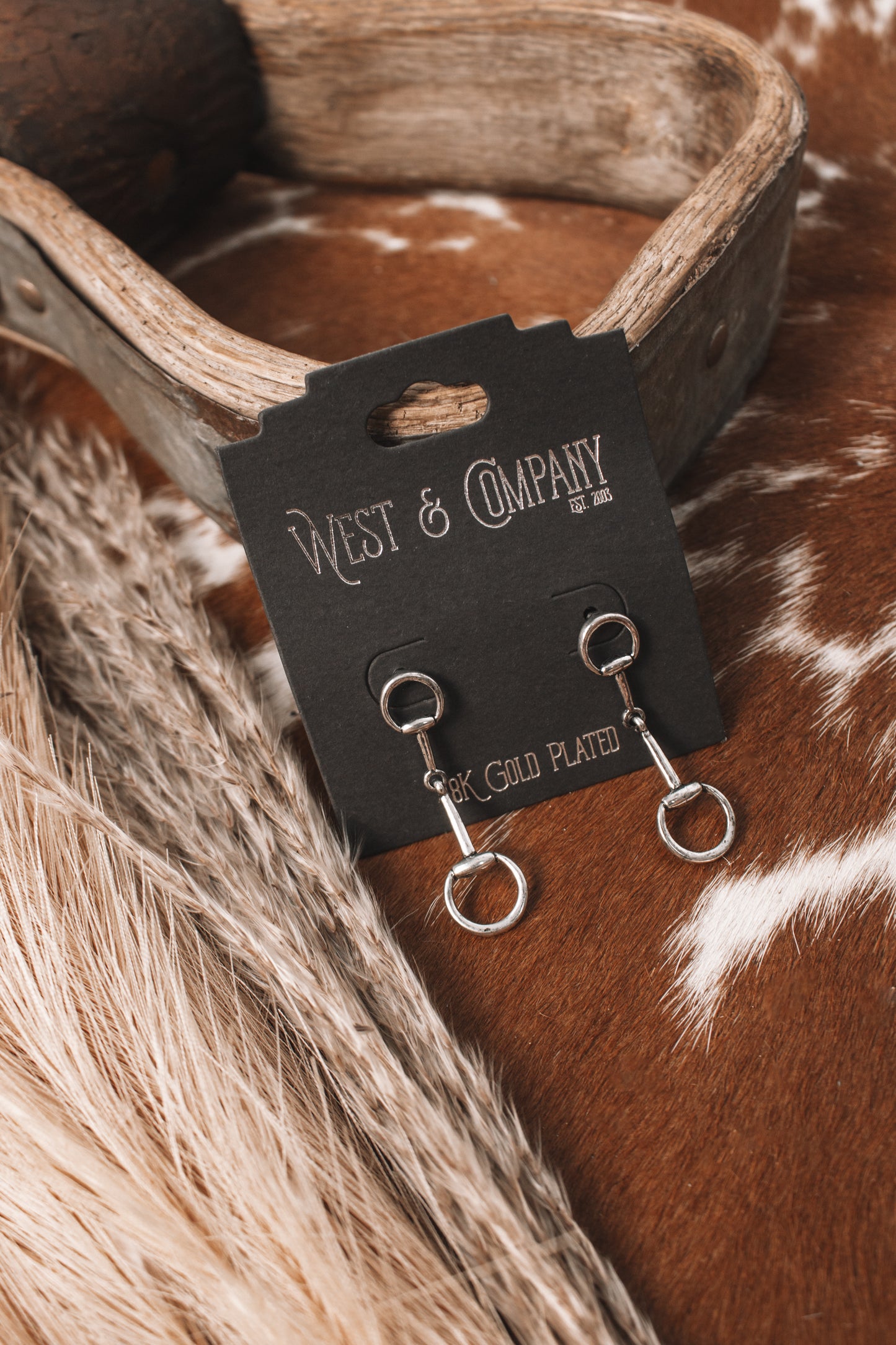 18k White Gold Plated Snaffle Earrings