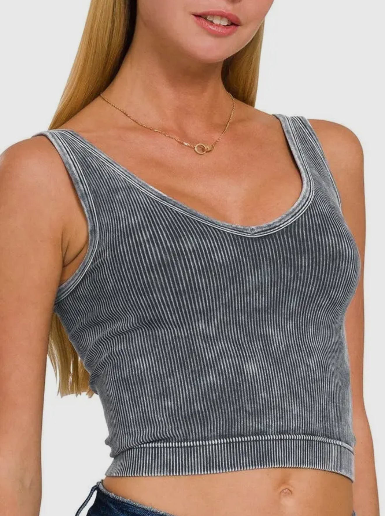 Ash Black 2 Way Neckline Tank